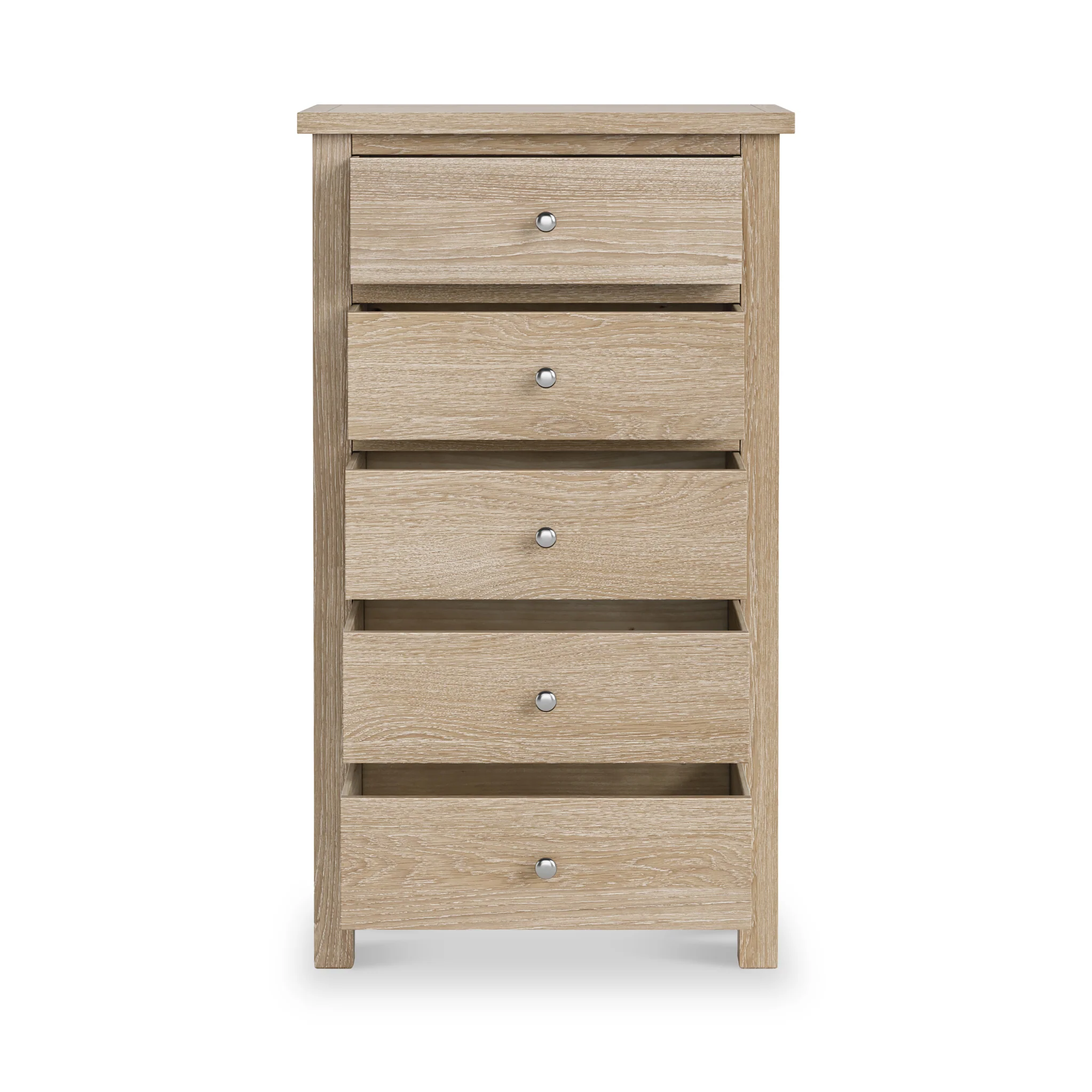 Farro Washed Oak XL 5 Drawer Tallboy Chest - Image 5