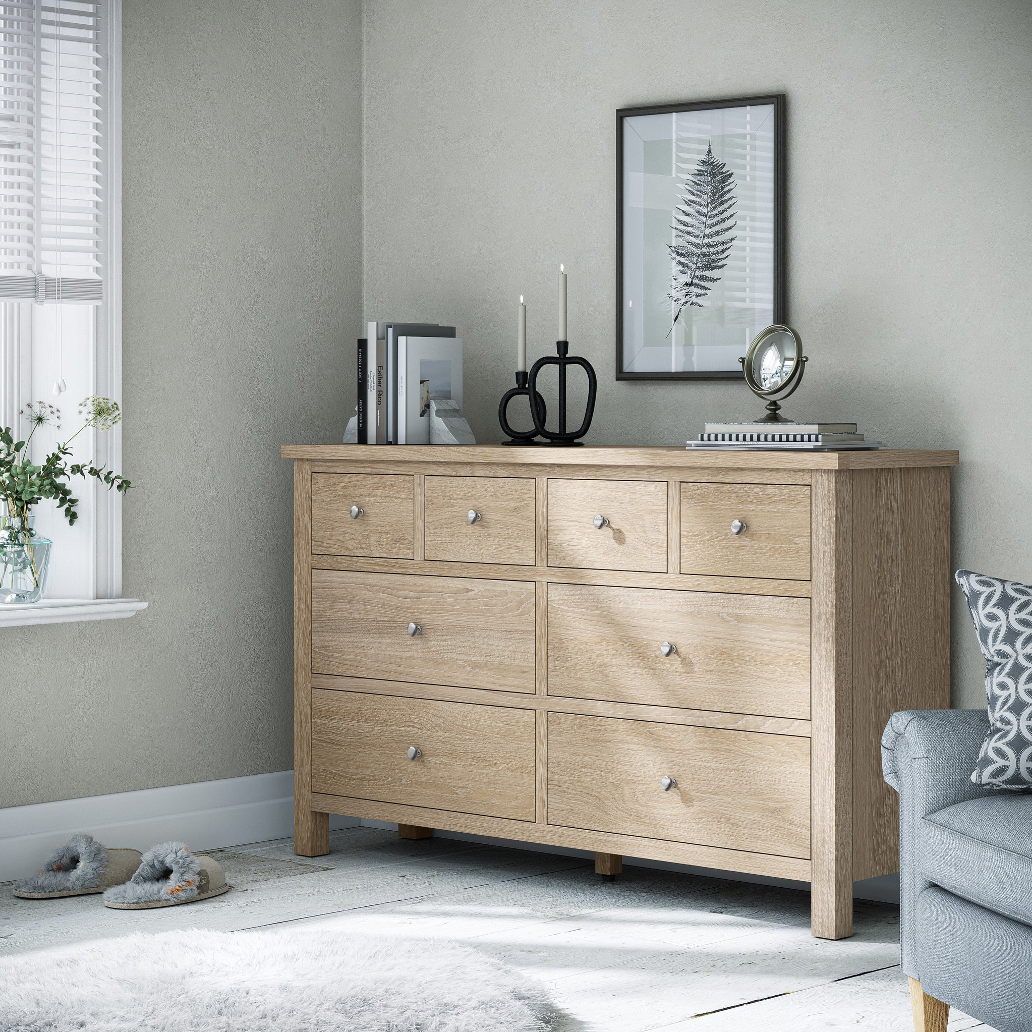 Farro Washed Oak XL 8 Drawer Chest - Image 2