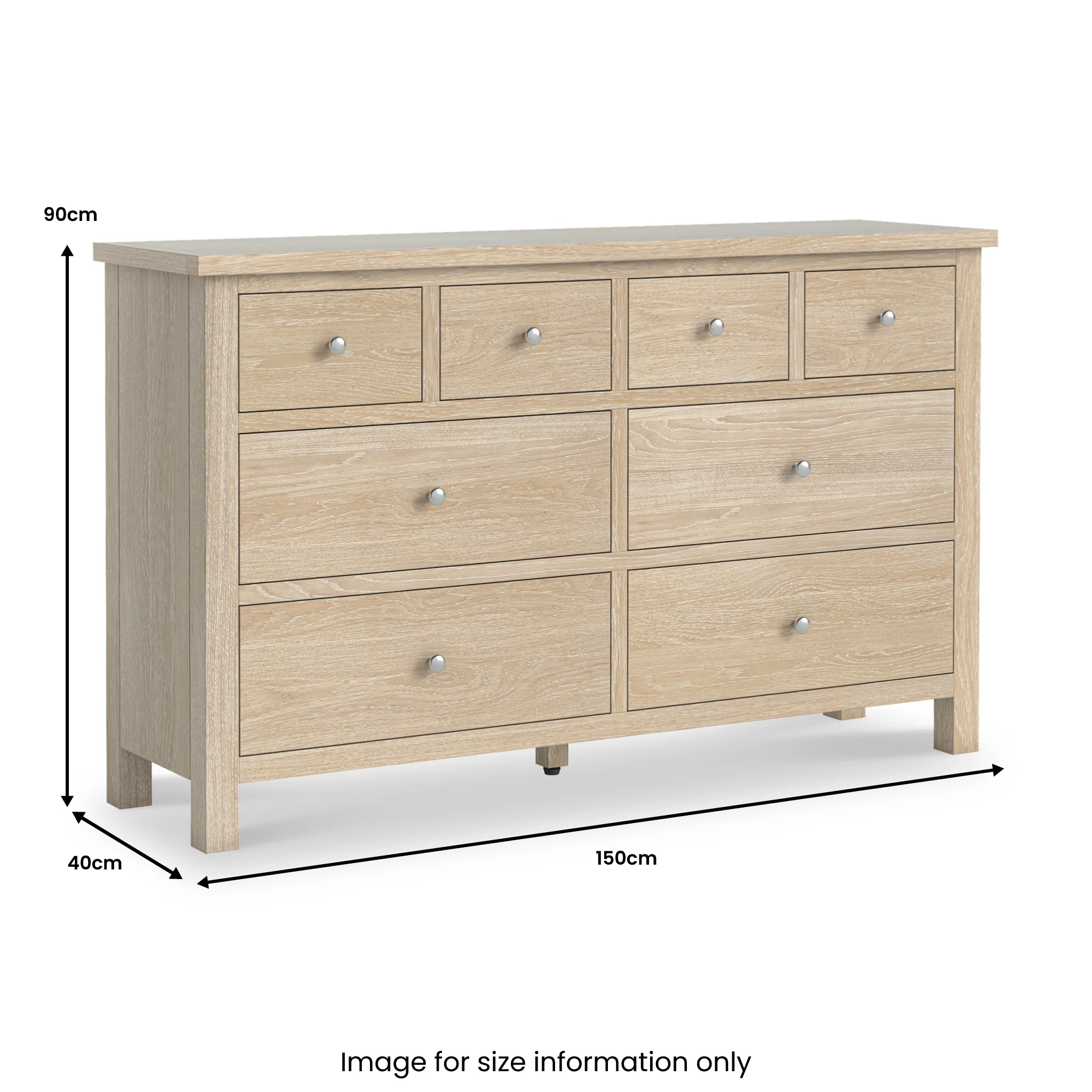 Farro Washed Oak XL 8 Drawer Chest - Image 8