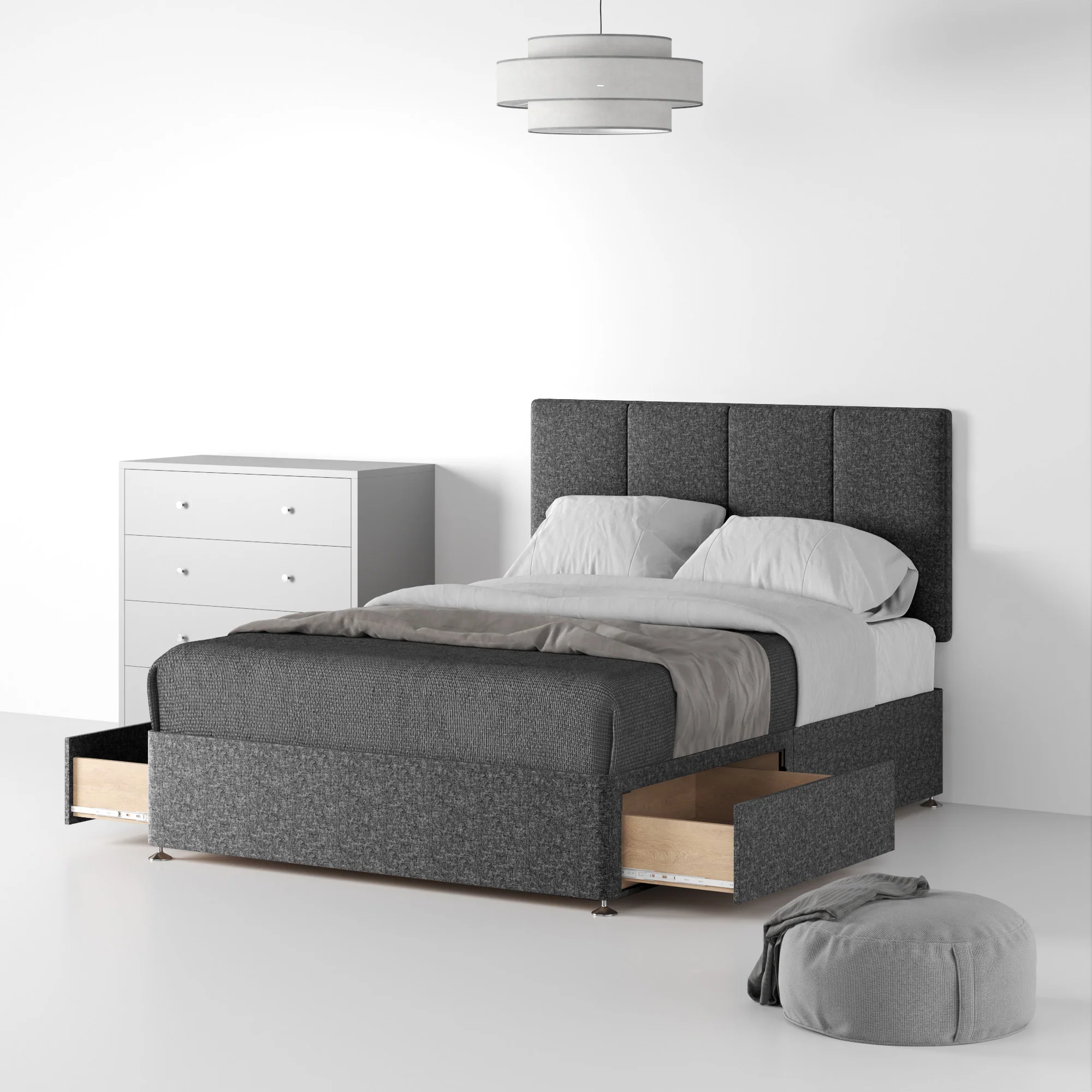 Farrow Piano Linen Divan Bed and Headboard - Image 11