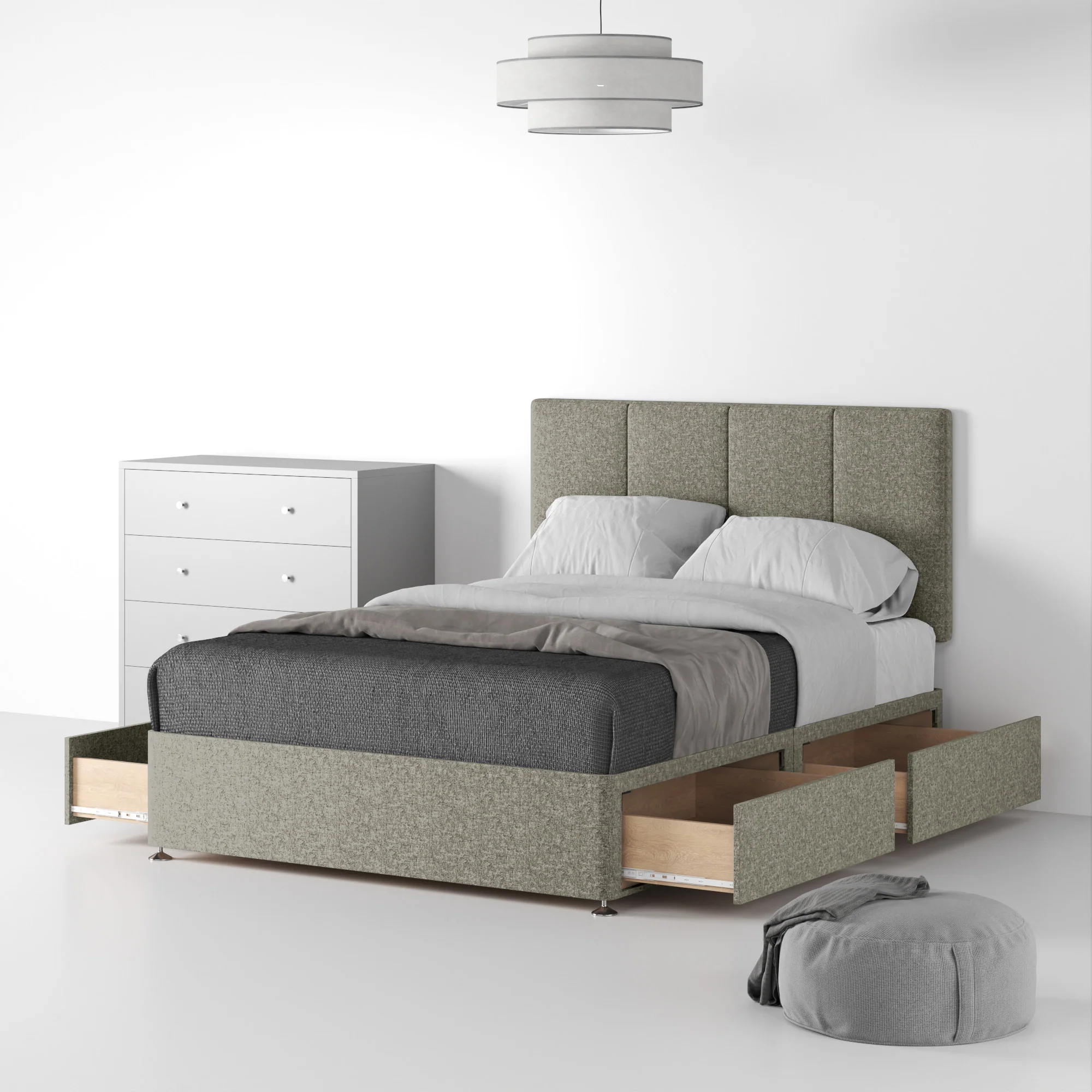 Farrow Piano Linen Divan Bed and Headboard - Image 31