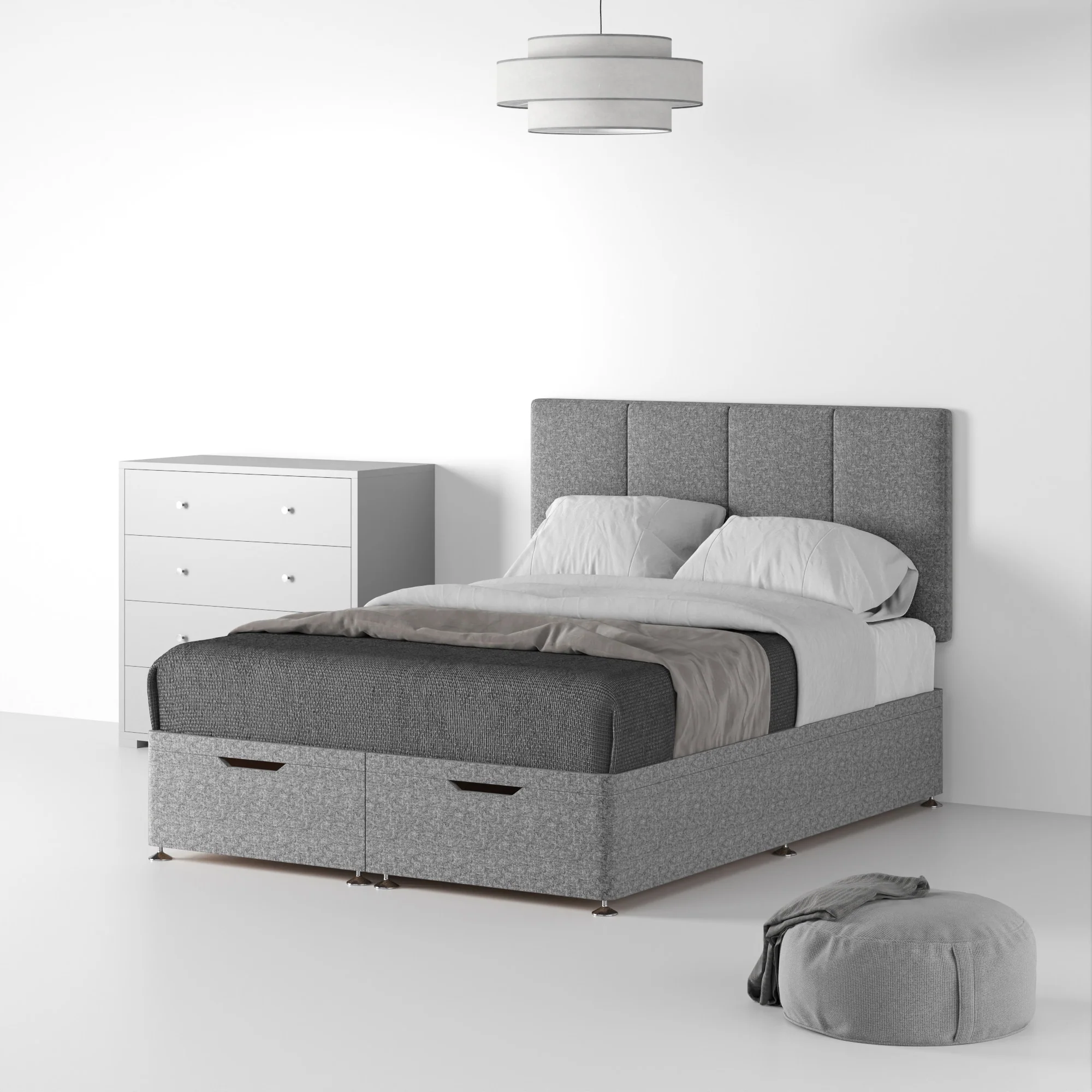 Farrow Piano Linen Ottoman Divan Bed and Headboard - Image 14