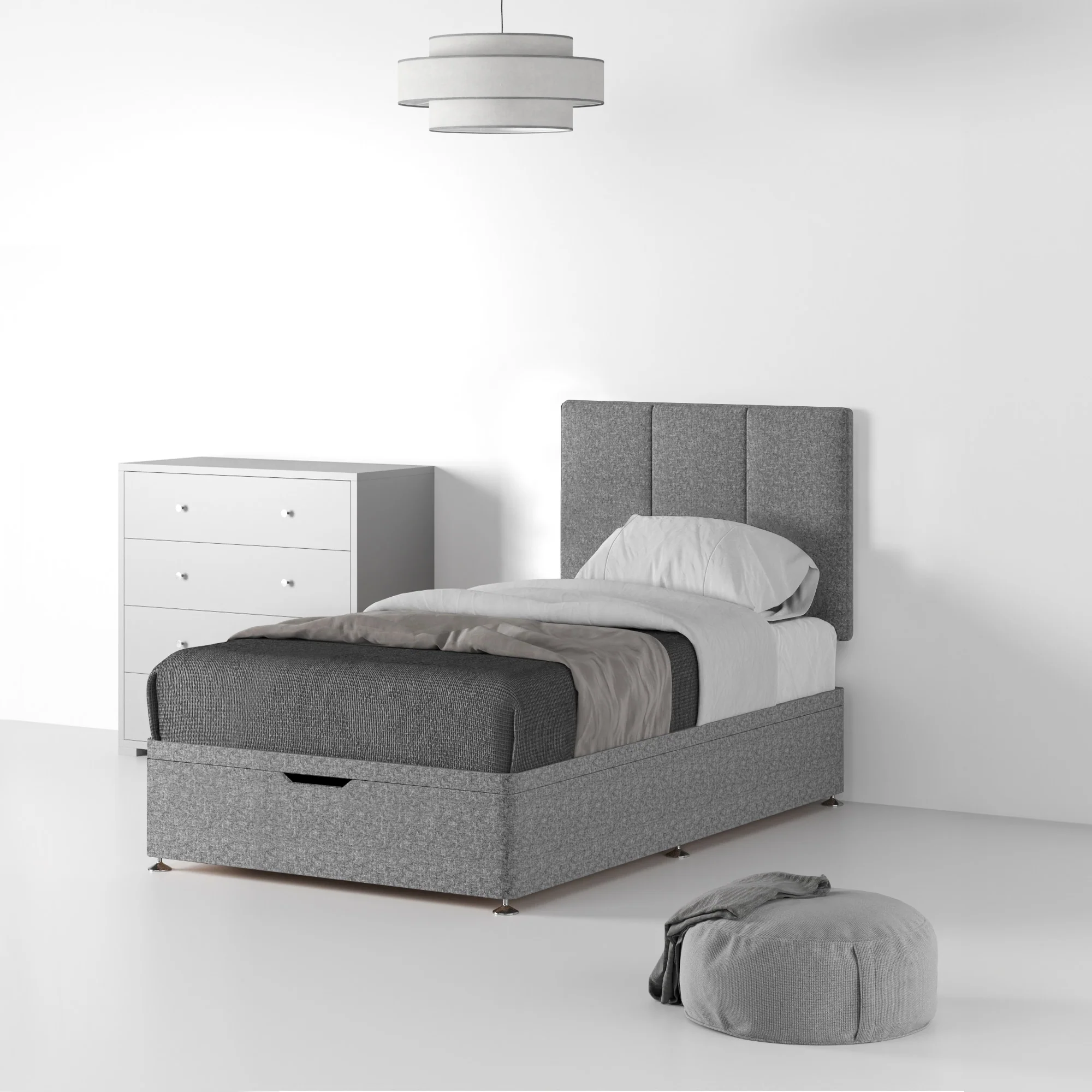 Farrow Piano Linen Ottoman Divan Bed and Headboard - Image 9