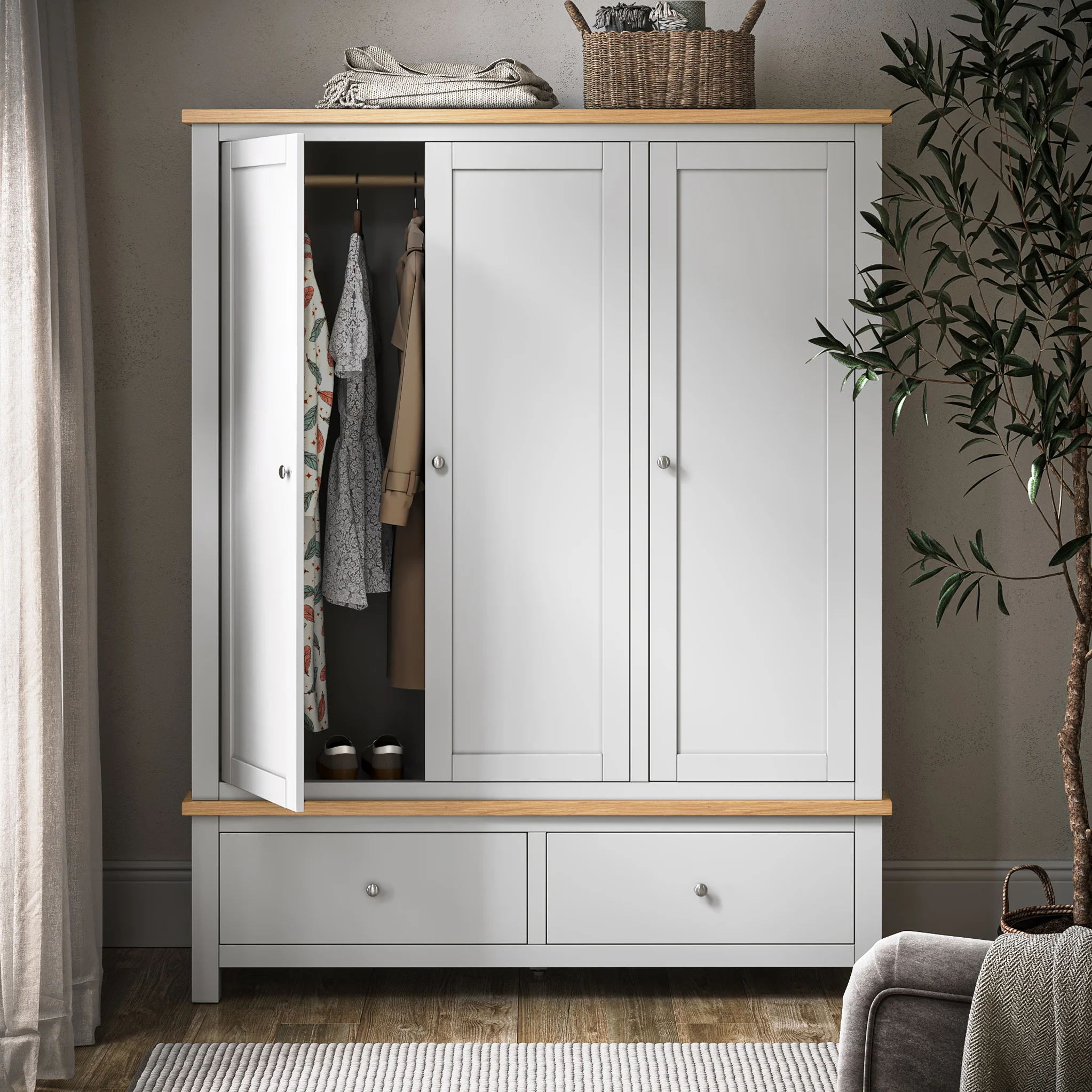 Farro XL Triple Wardrobe with 2 Drawers - Image 10
