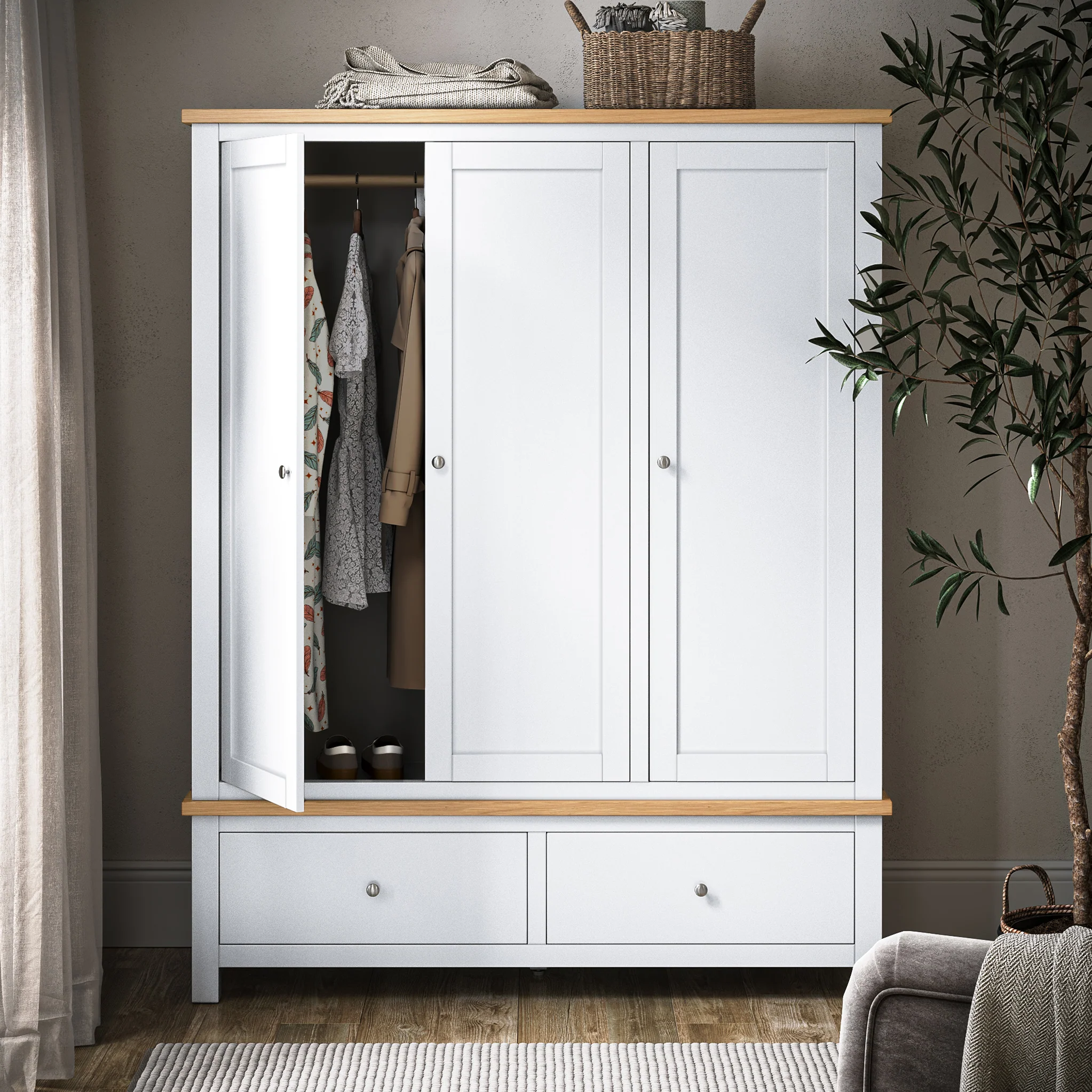 Farro XL Triple Wardrobe with 2 Drawers - Image 2