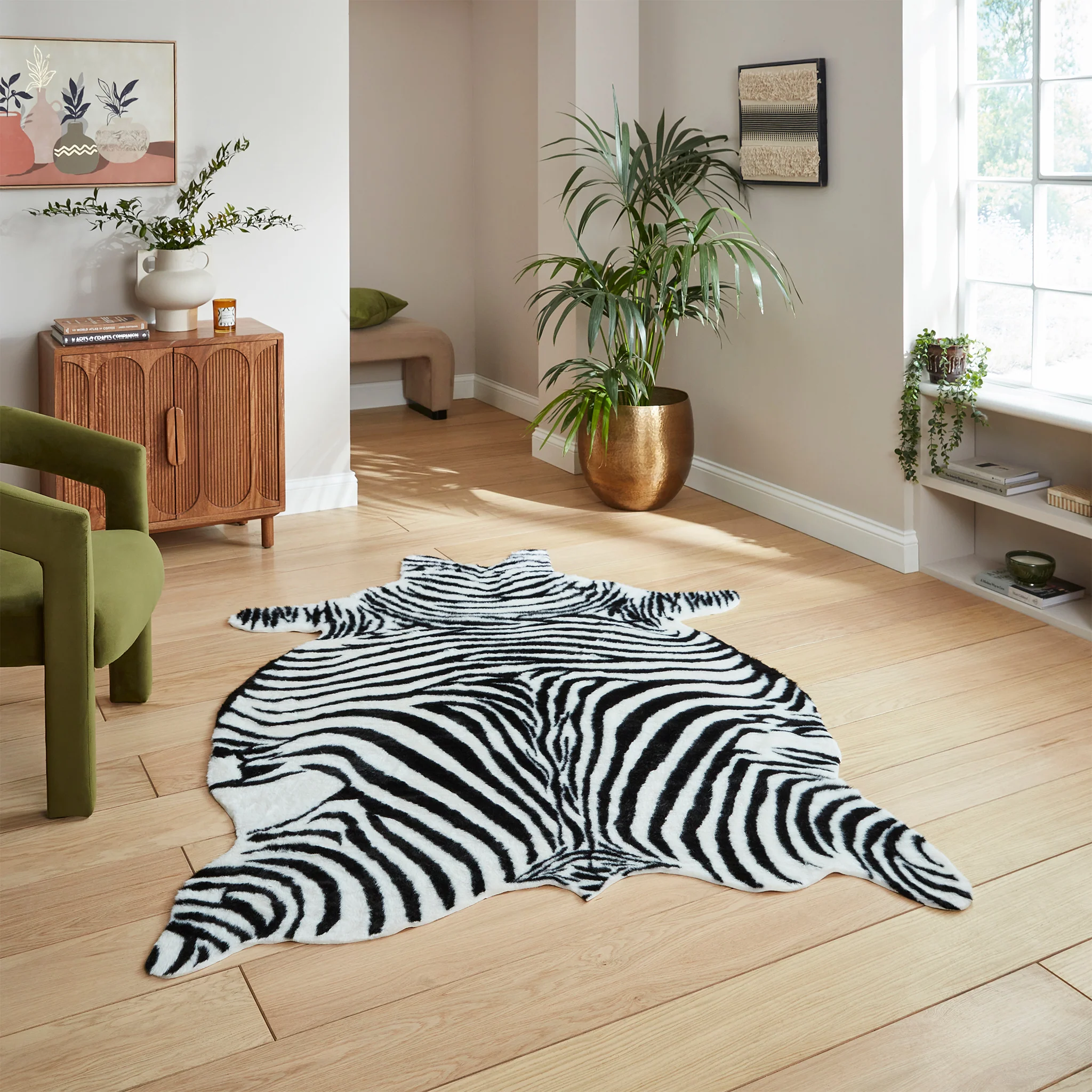 Faux Fur Zebra Print Rug - Image 2