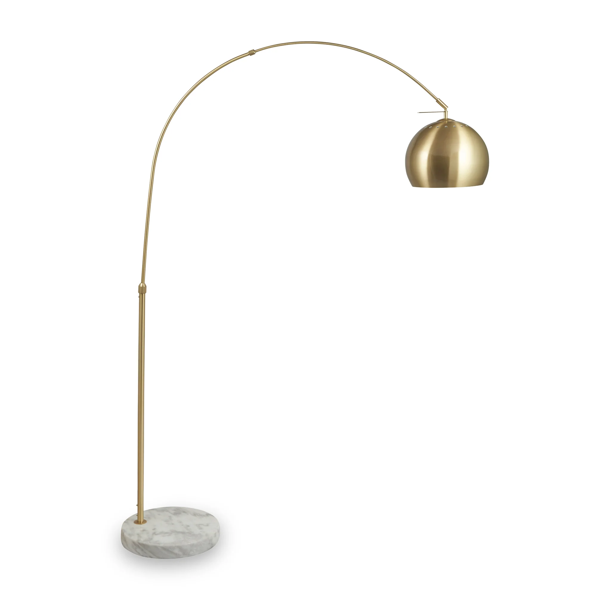 Feliciani Brushed Brass Metal and White Marble Floor Lamp - Image 3