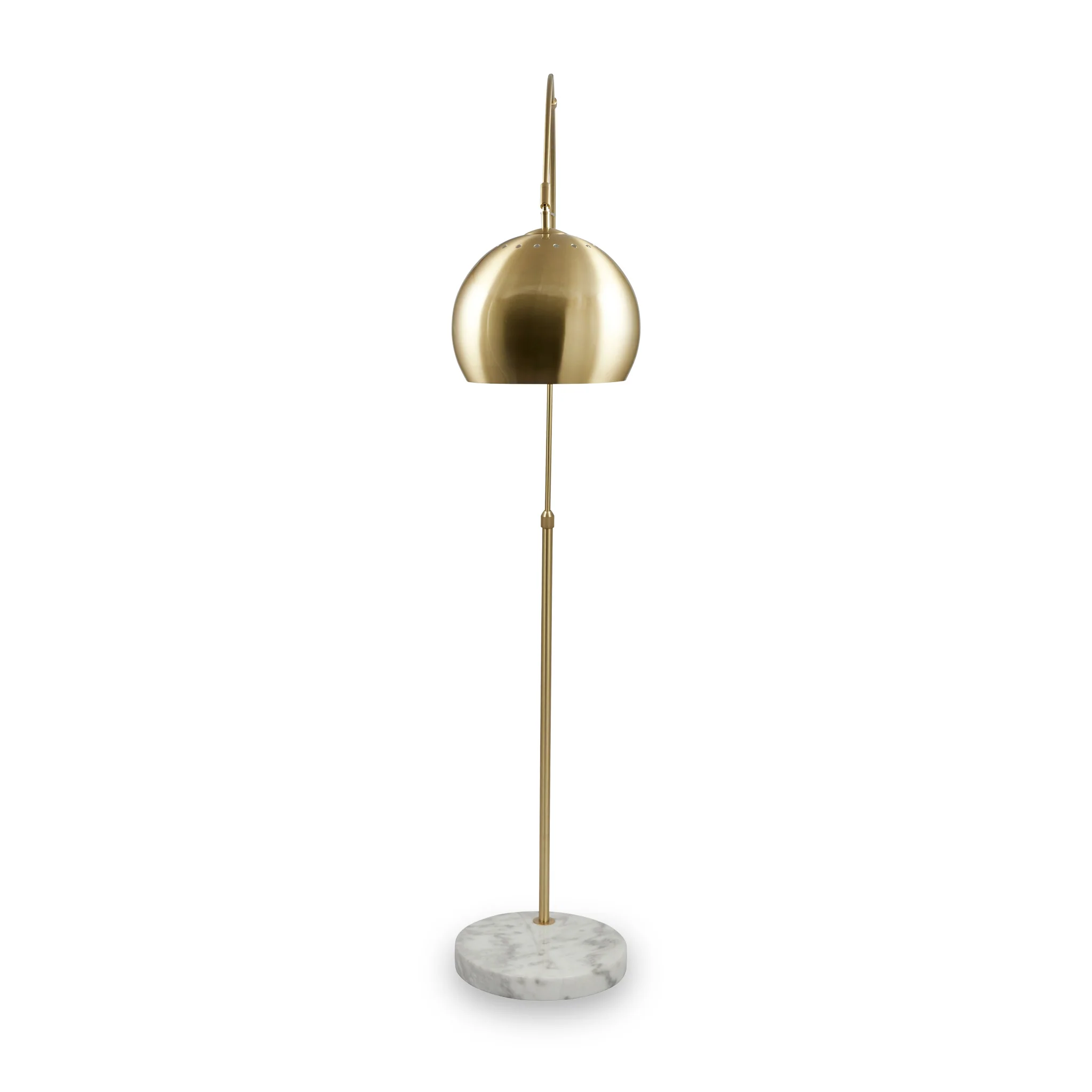 Feliciani Brushed Brass Metal and White Marble Floor Lamp - Image 8