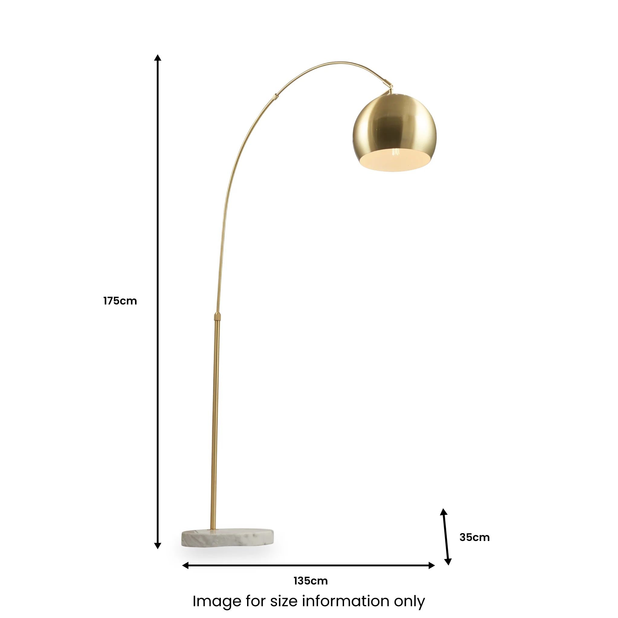 Feliciani Brushed Brass Metal and White Marble Floor Lamp - Image 9