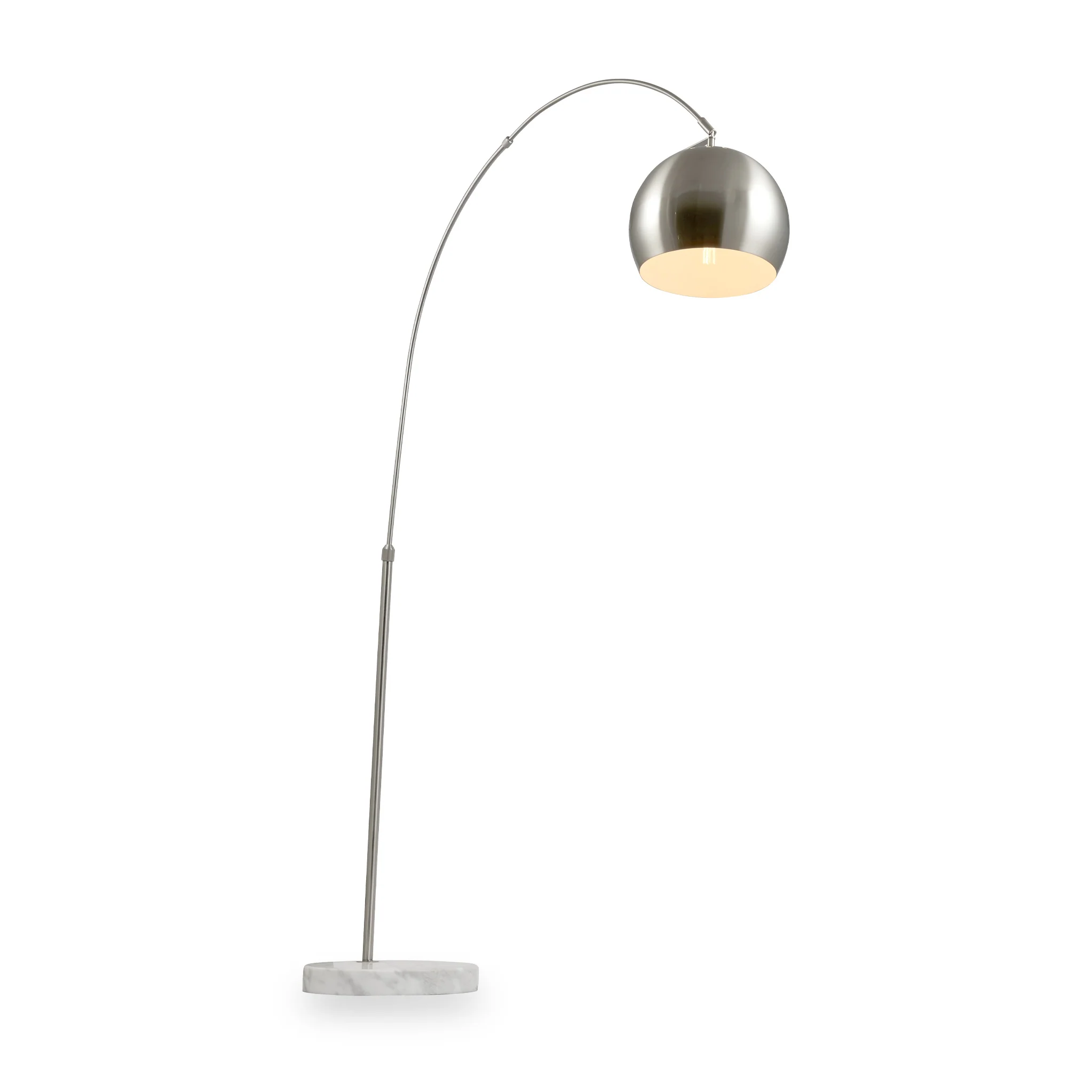 Feliciani Brushed Silver Metal and White Marble Floor Lamp