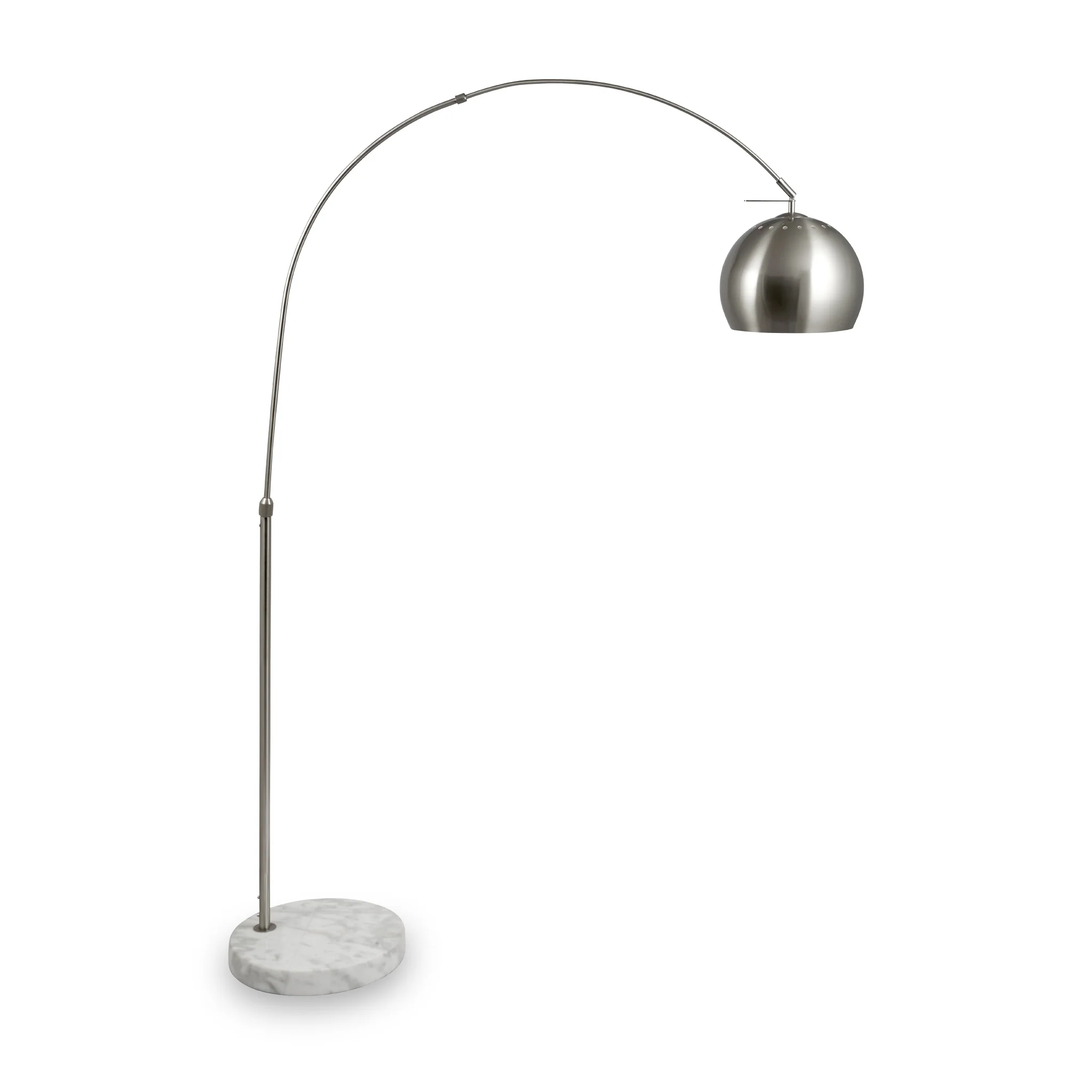 Feliciani Brushed Silver Metal and White Marble Floor Lamp - Image 3