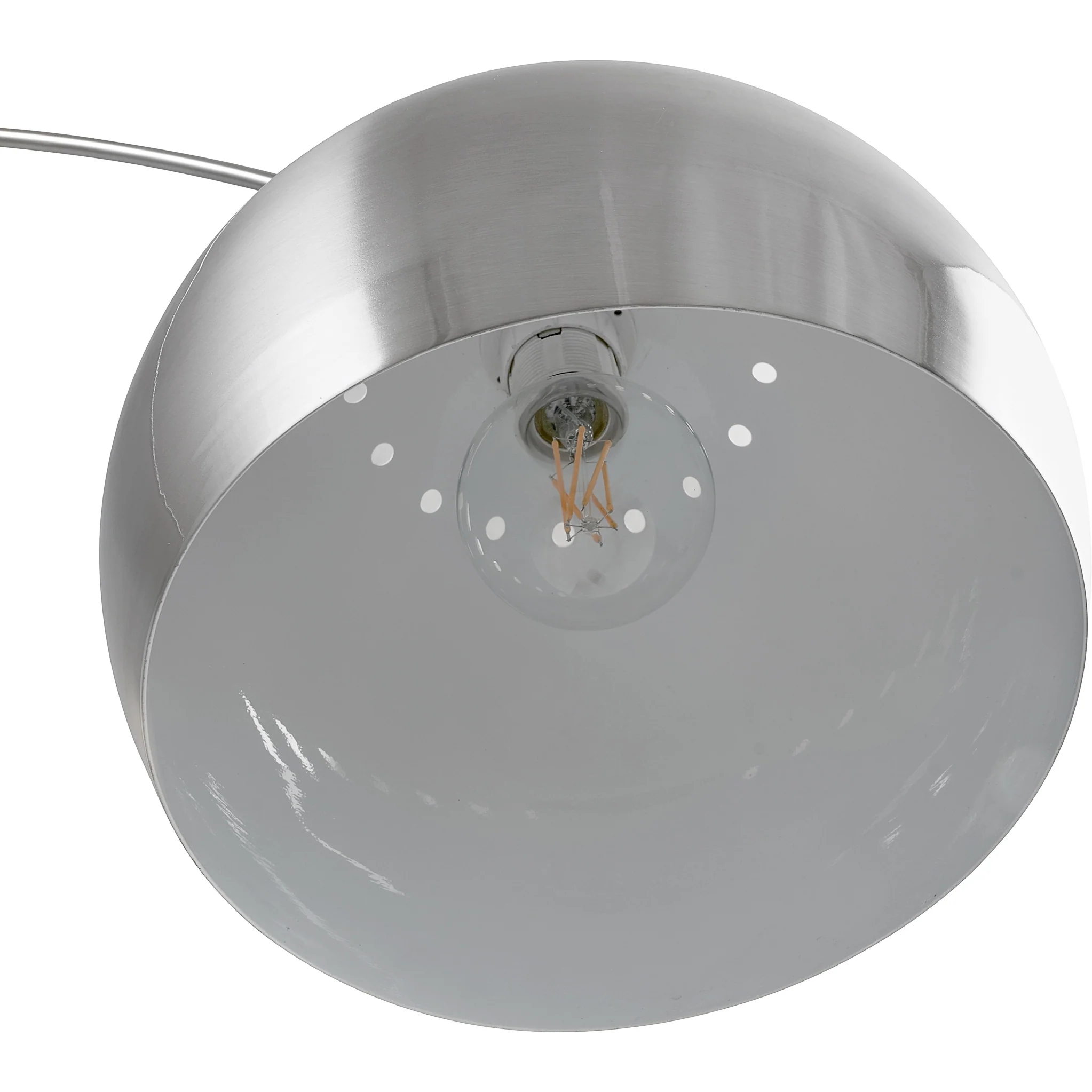 Feliciani Brushed Silver Metal and White Marble Floor Lamp - Image 4