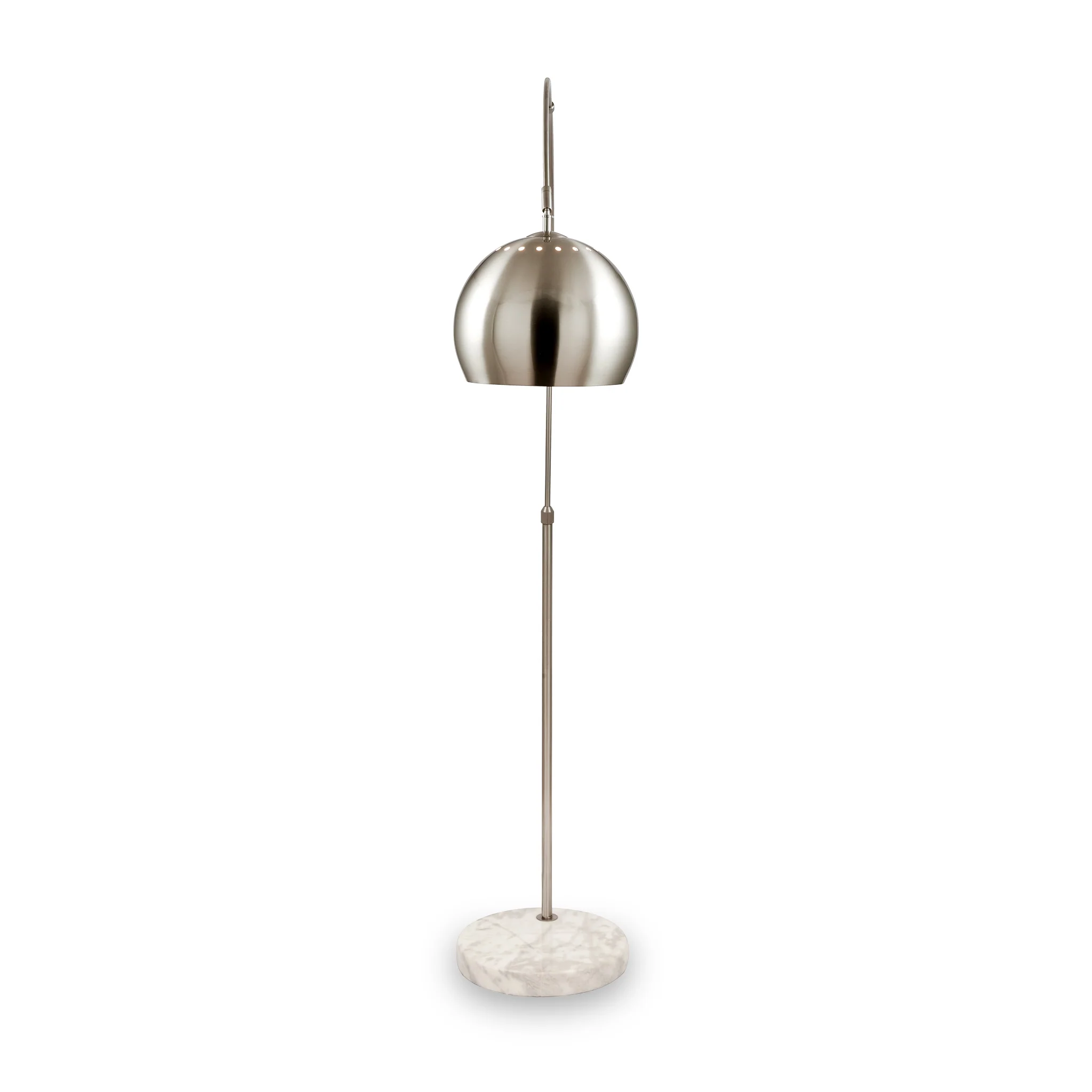 Feliciani Brushed Silver Metal and White Marble Floor Lamp - Image 8