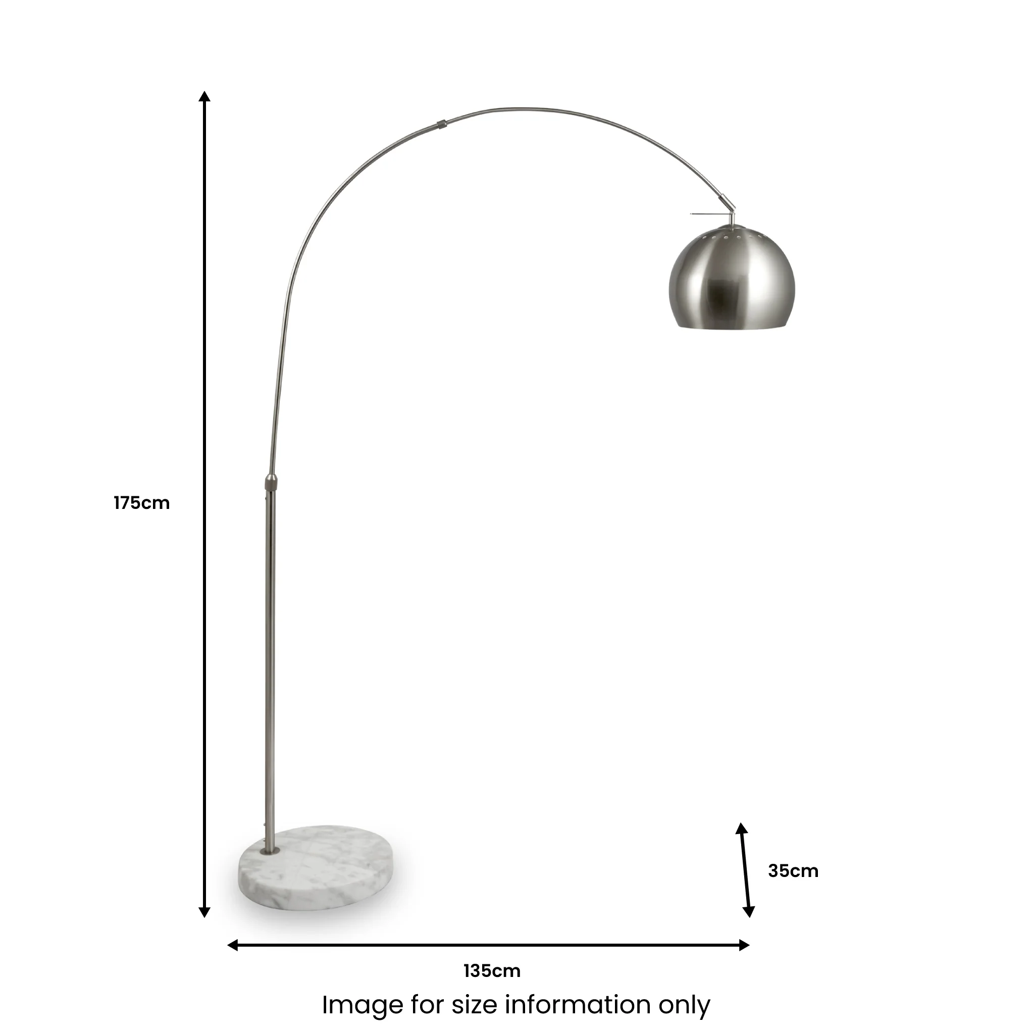Feliciani Brushed Silver Metal and White Marble Floor Lamp - Image 9