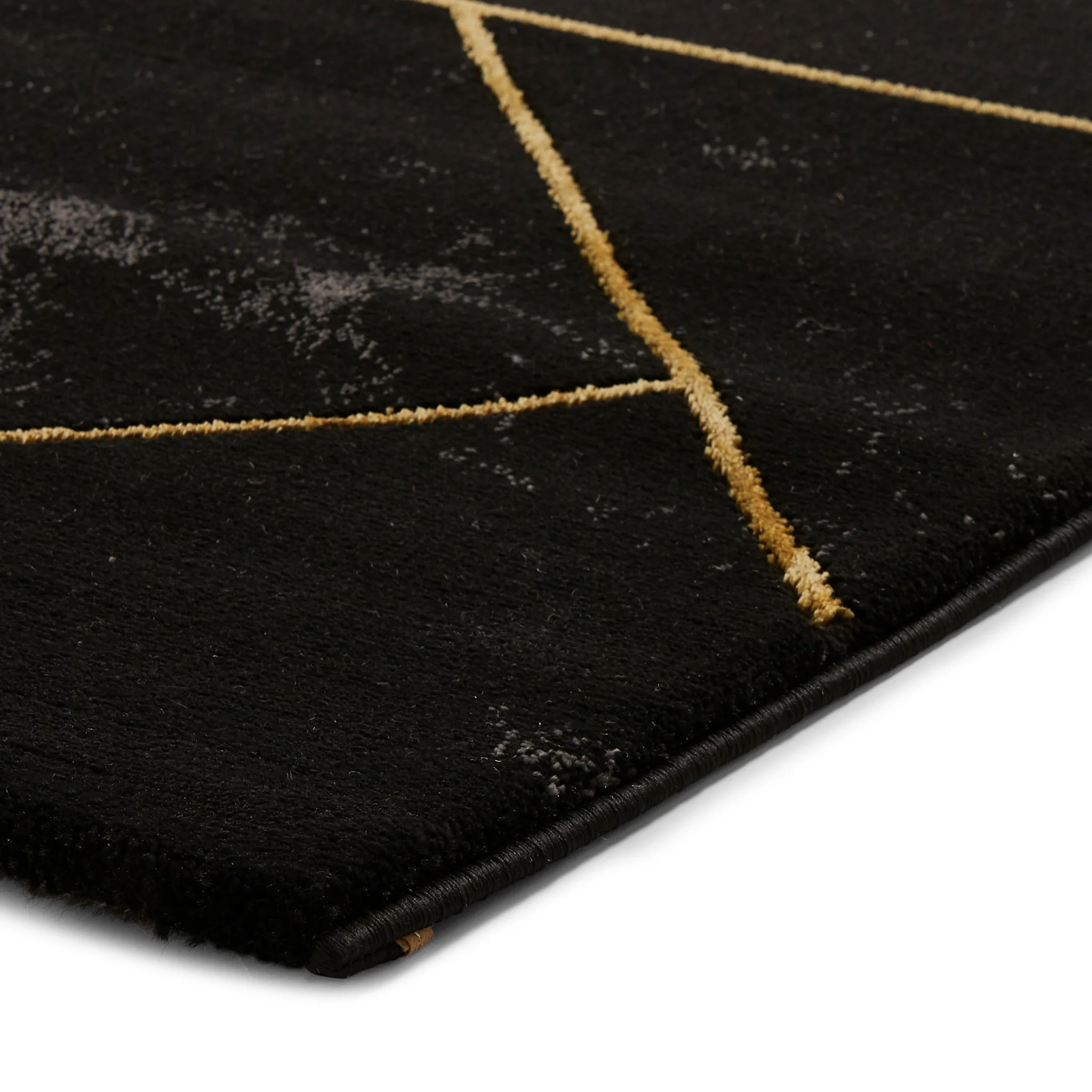 Fenway Black & Gold Geometric Super Soft Rug - Image 4