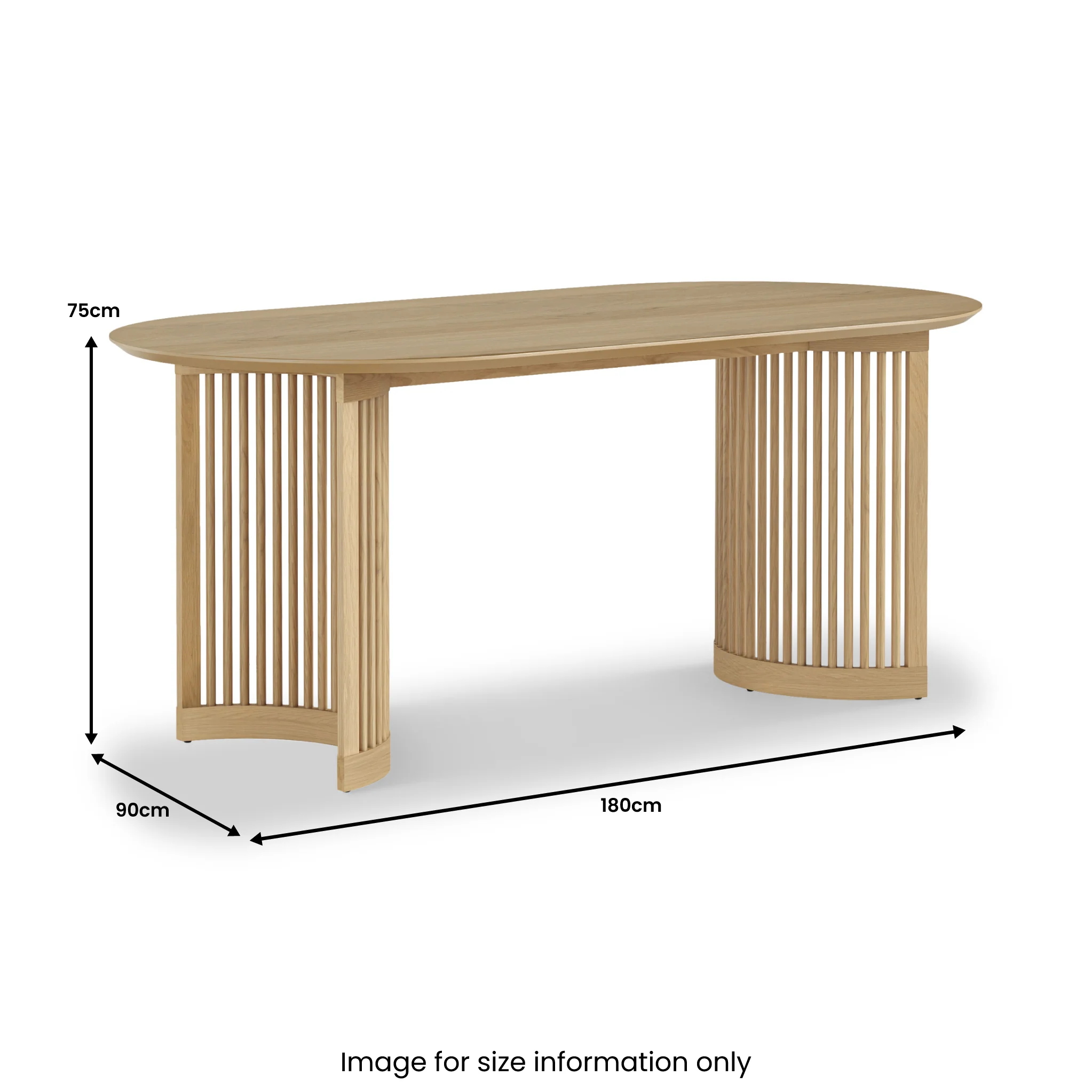 Finch Oak Slatted 180cm Oval Dining Table - Image 7