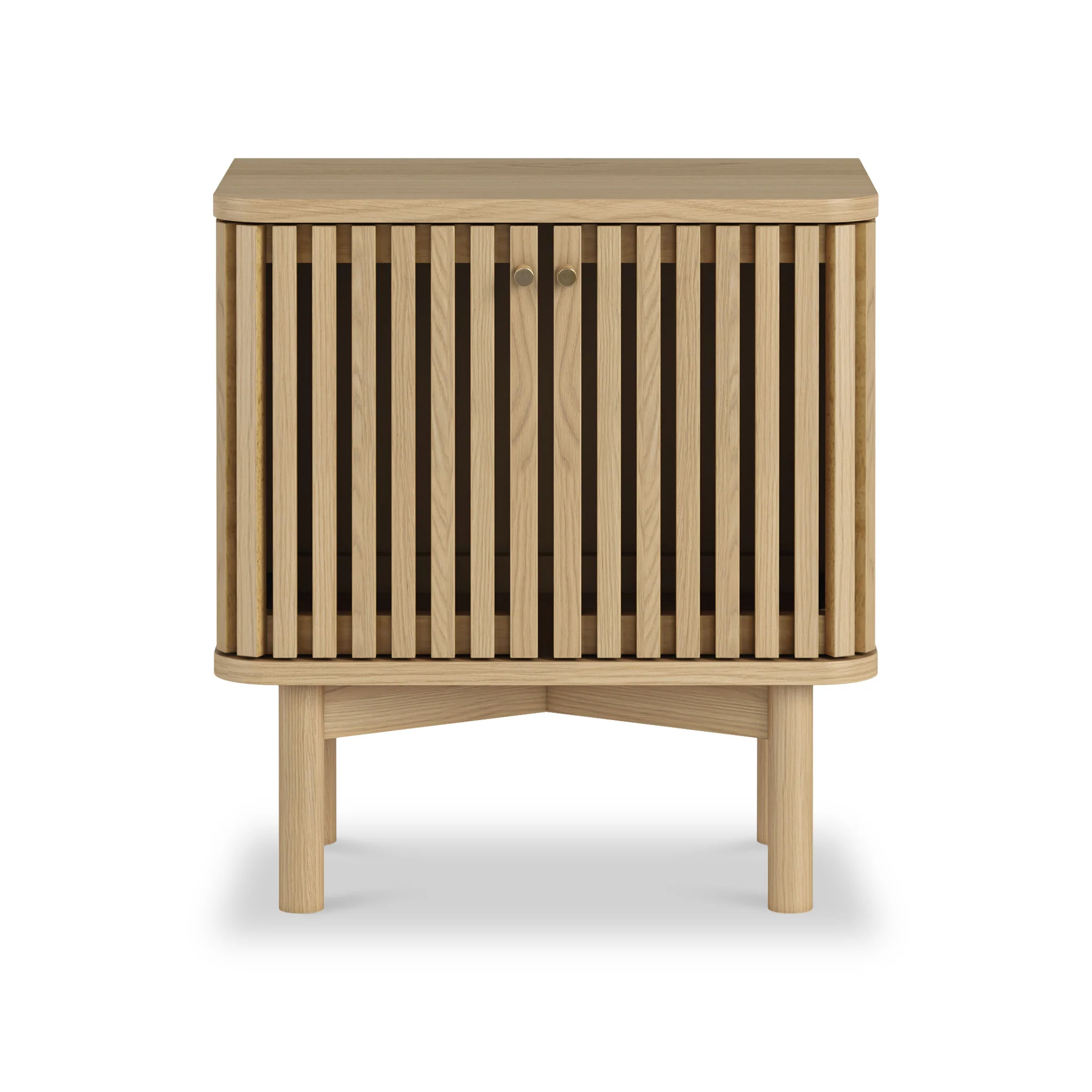 Finch Oak Slatted 2 Door Bedside Table - Image 3