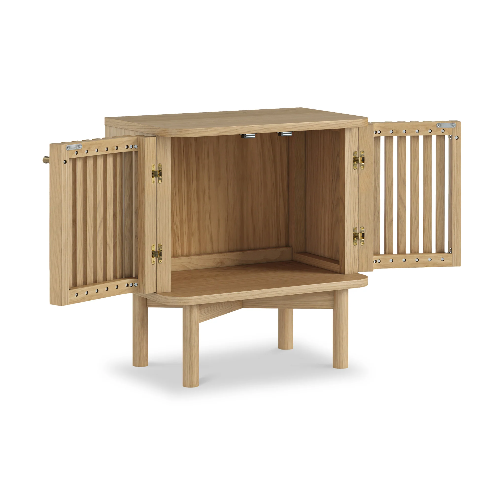 Finch Oak Slatted 2 Door Bedside Table - Image 4