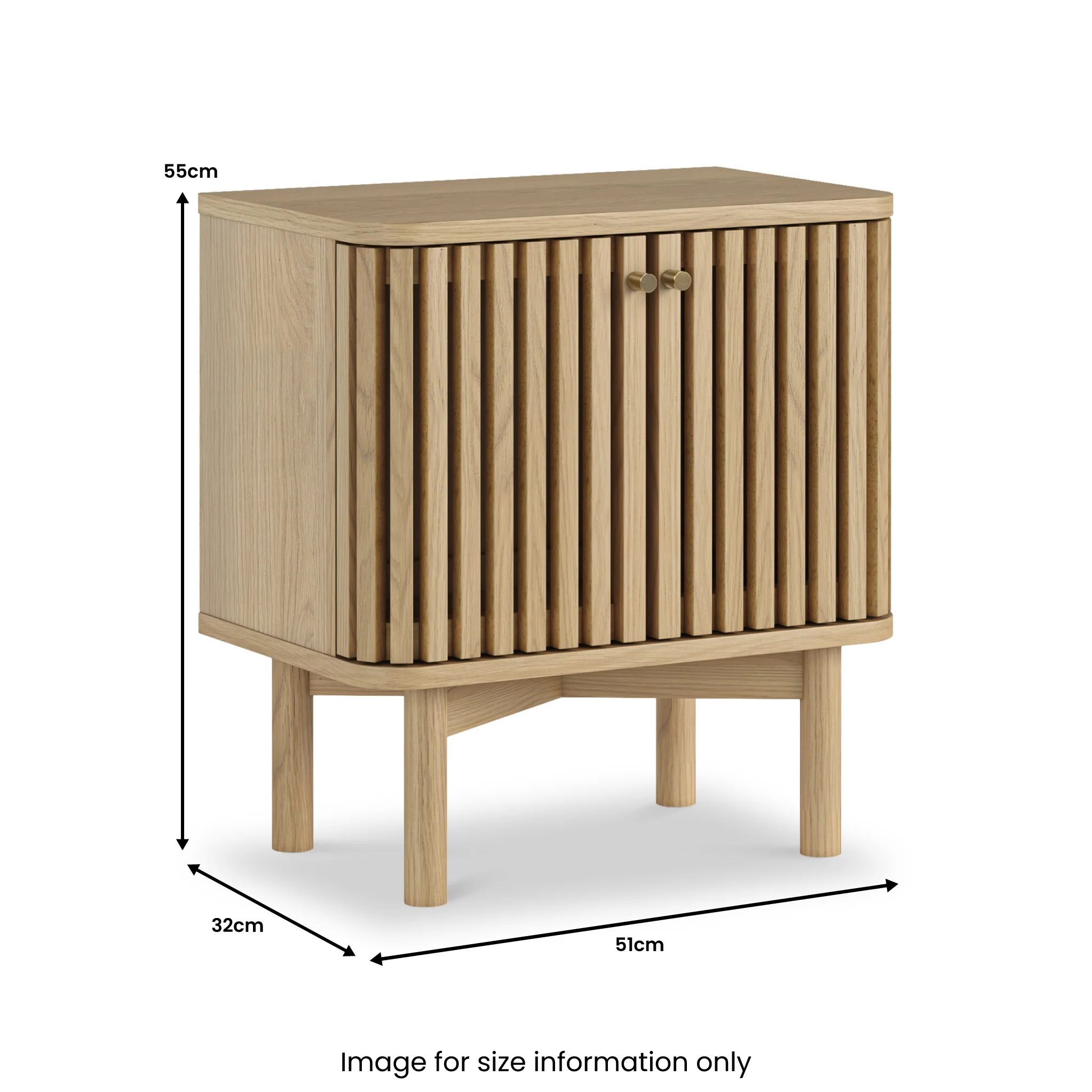Finch Oak Slatted 2 Door Bedside Table - Image 9