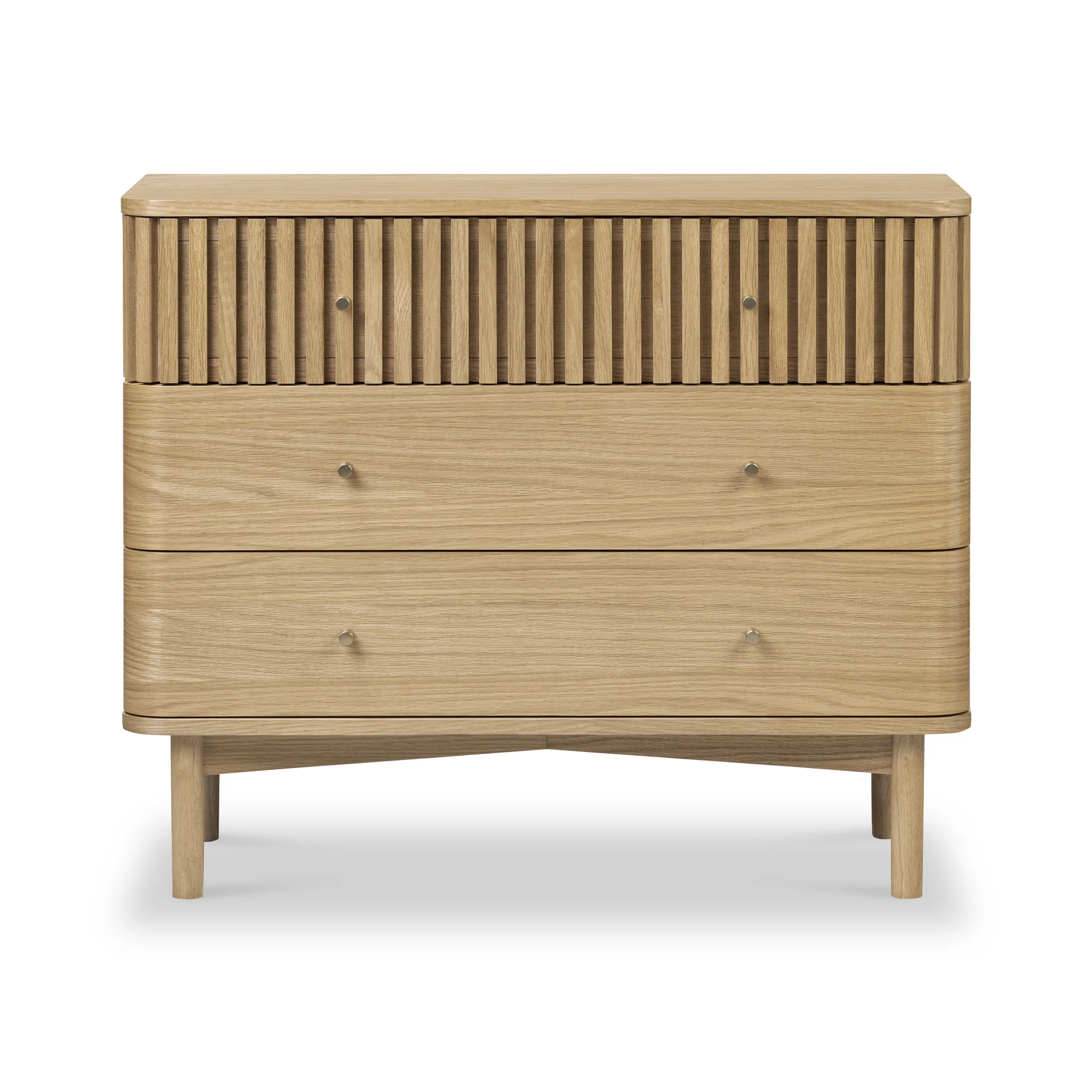 Finch Oak Slatted 3 Drawer Chest - Image 3