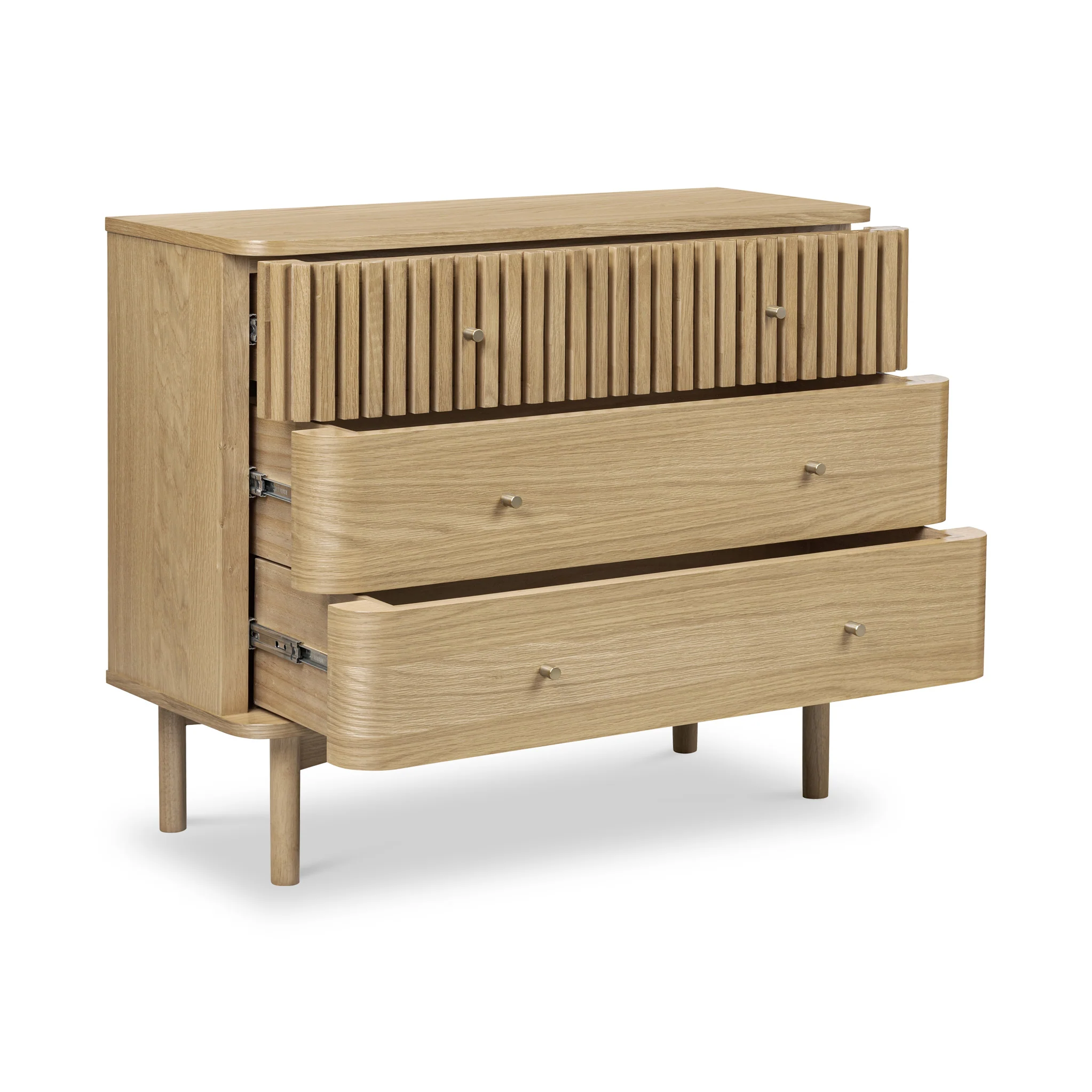 Finch Oak Slatted 3 Drawer Chest - Image 4