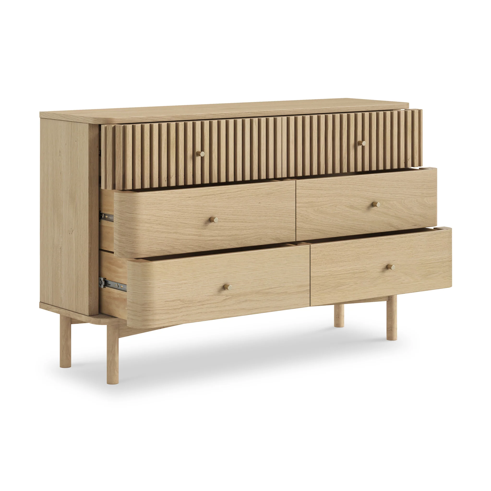 Finch Oak Slatted 6 Drawer Wide Chest - Image 3