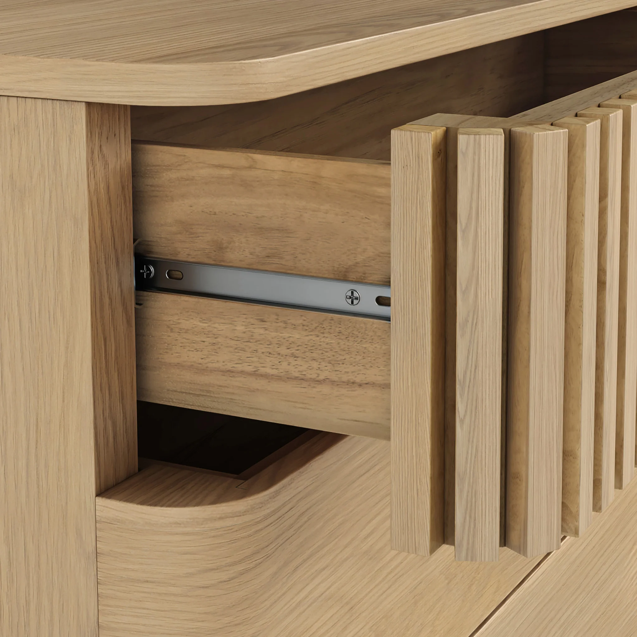 Finch Oak Slatted 6 Drawer Wide Chest - Image 4