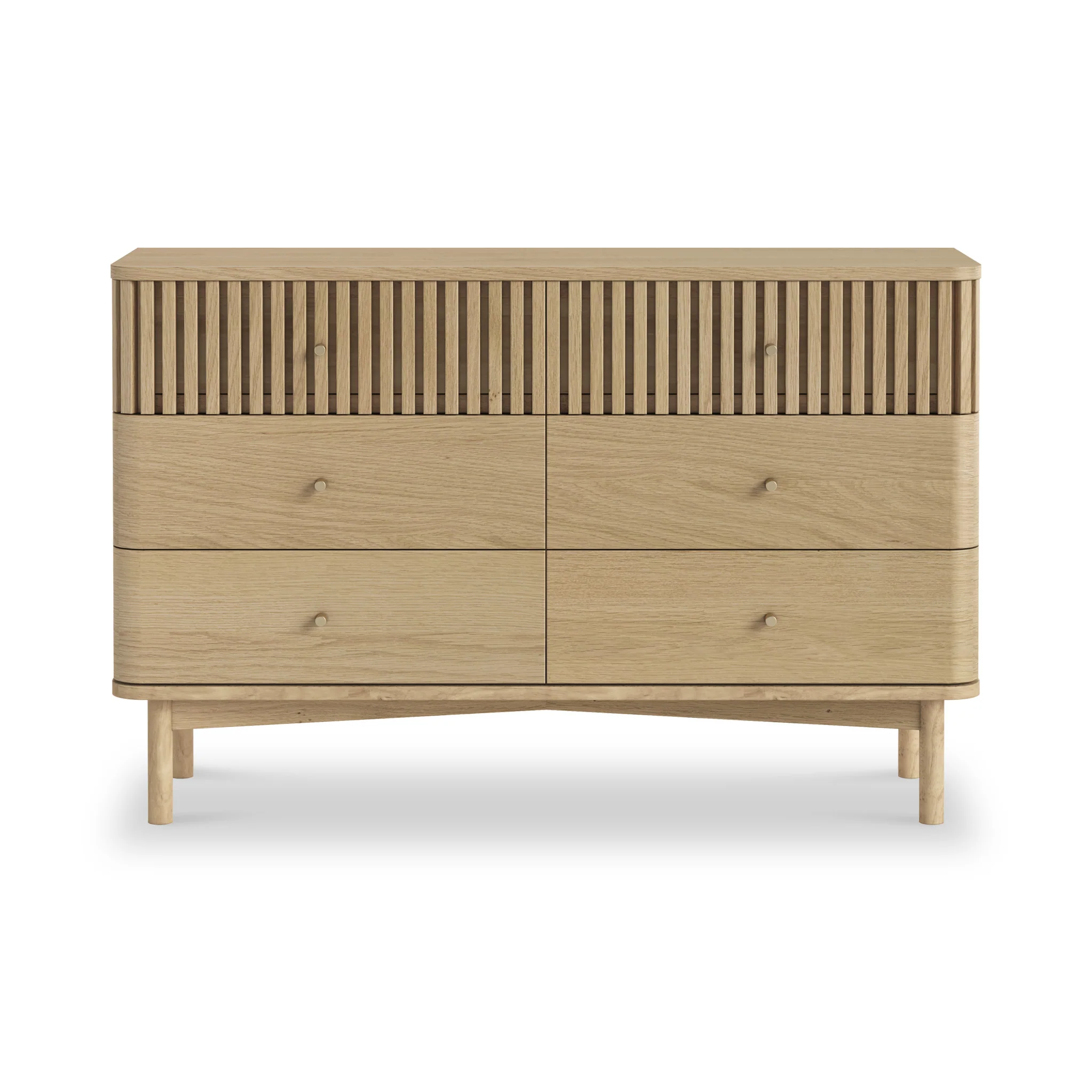 Finch Oak Slatted 6 Drawer Wide Chest - Image 6