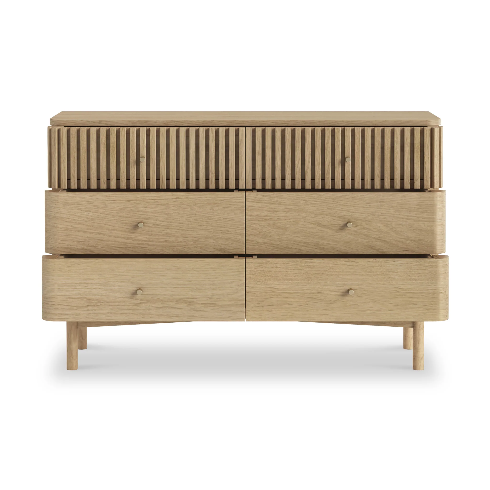Finch Oak Slatted 6 Drawer Wide Chest - Image 7