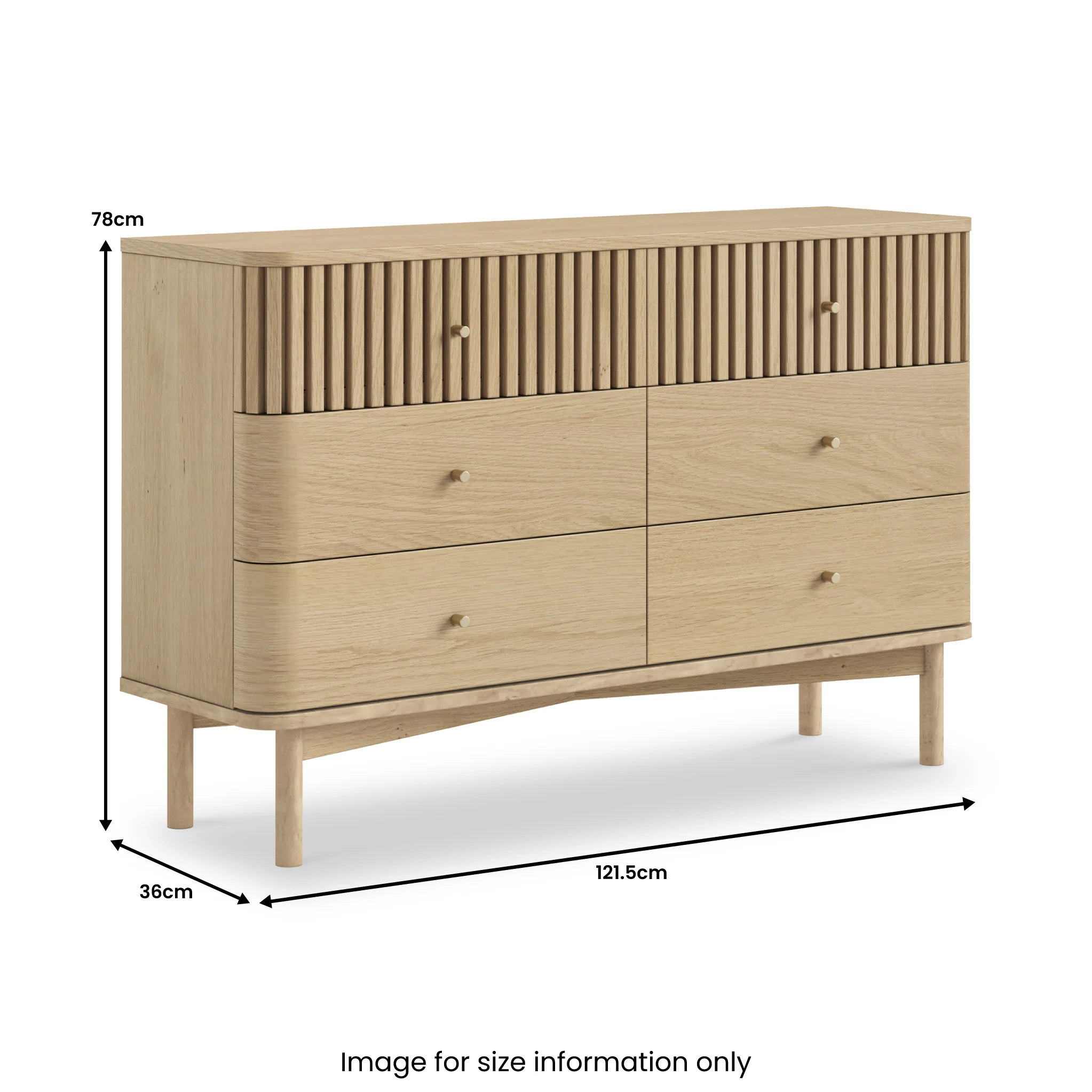 Finch Oak Slatted 6 Drawer Wide Chest - Image 8