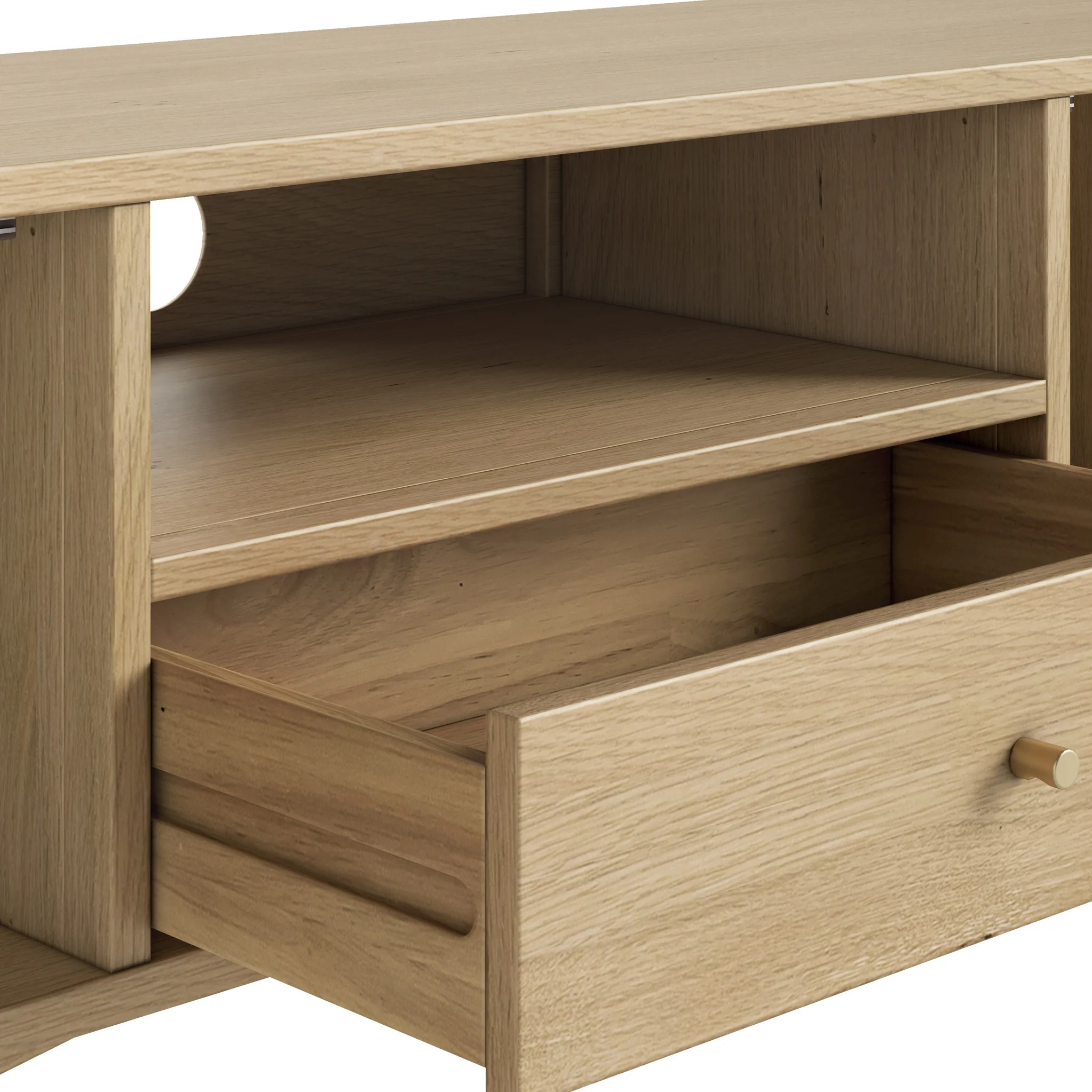 Finch Oak Slatted Wide TV Unit - Image 4