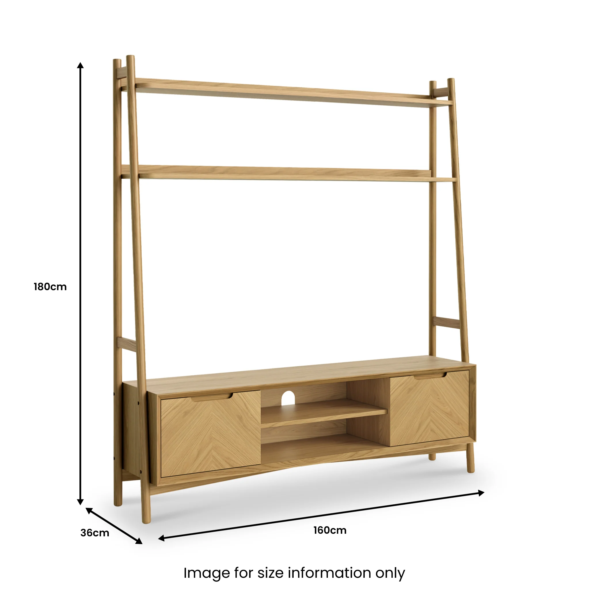 Flintham Oak 160cm Ladder Display TV Unit - Image 2