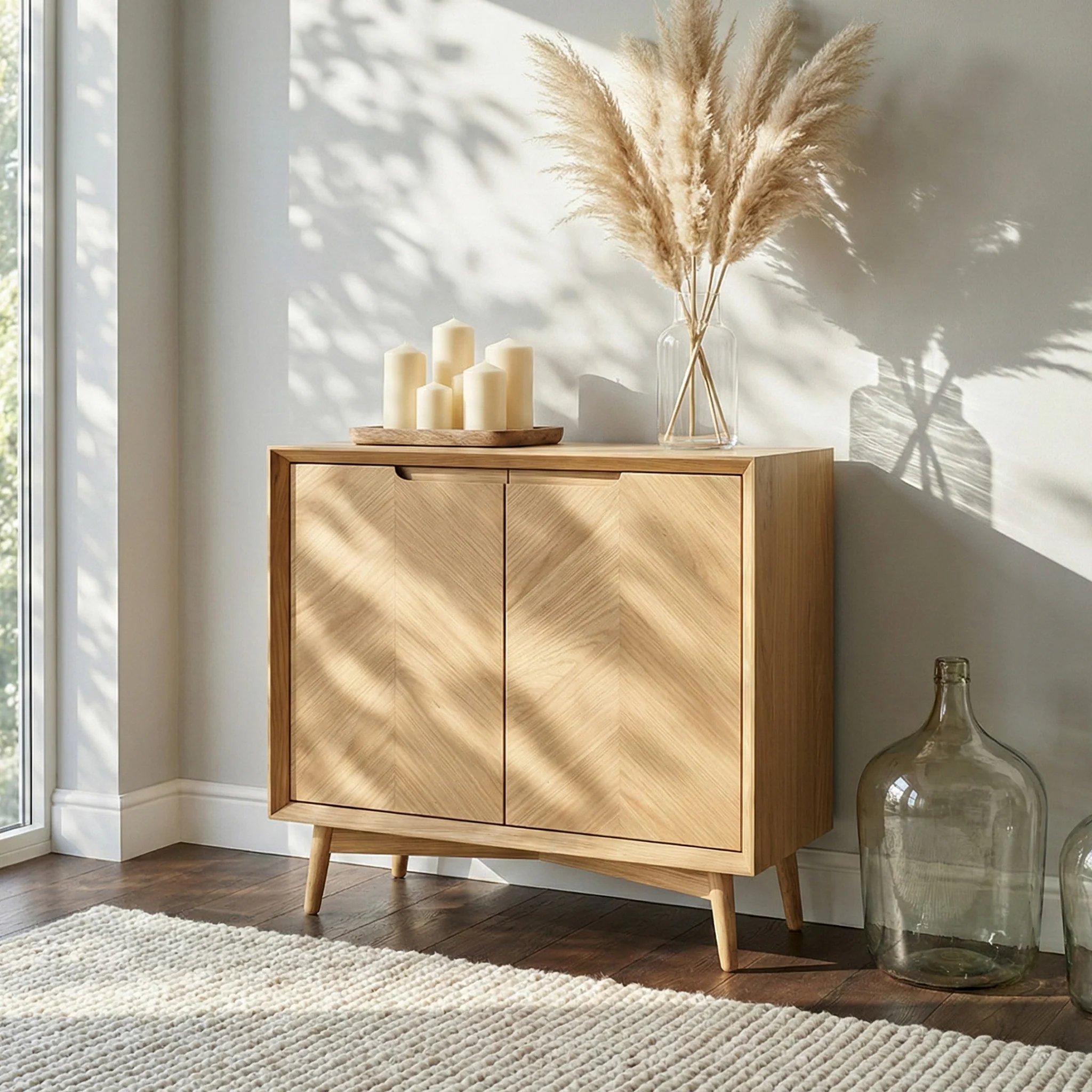 Flintham Oak 2 Door Small Cupboard - Image 2