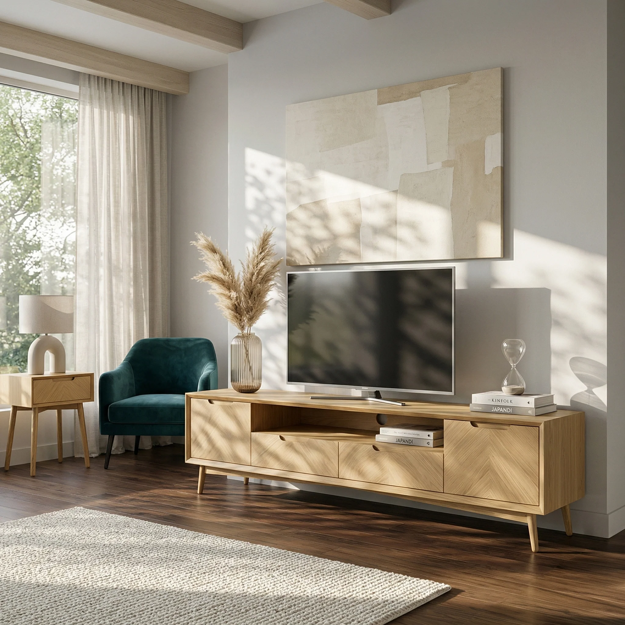 Flintham Oak 210cm Wide TV Unit - Image 2