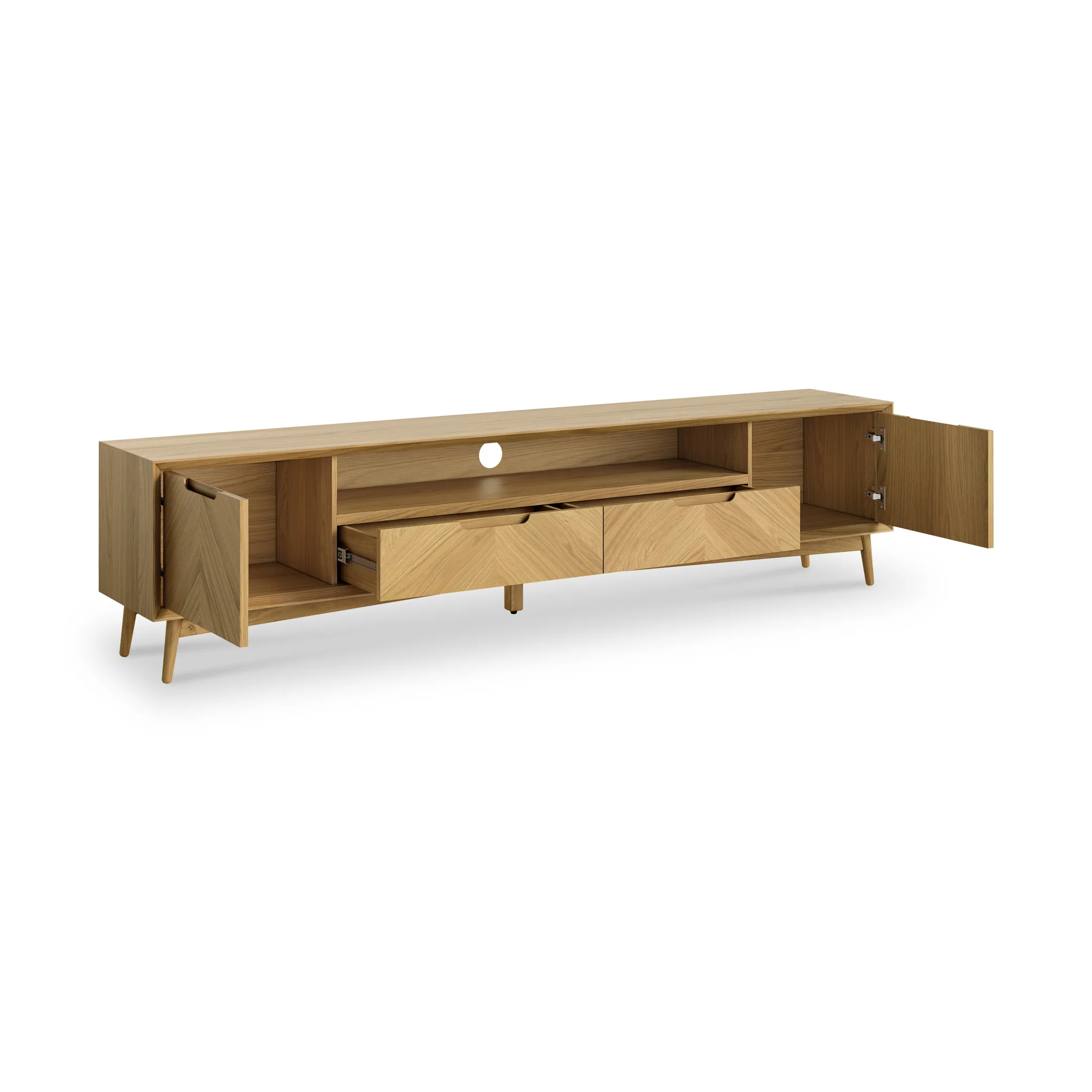 Flintham Oak 210cm Wide TV Unit - Image 3