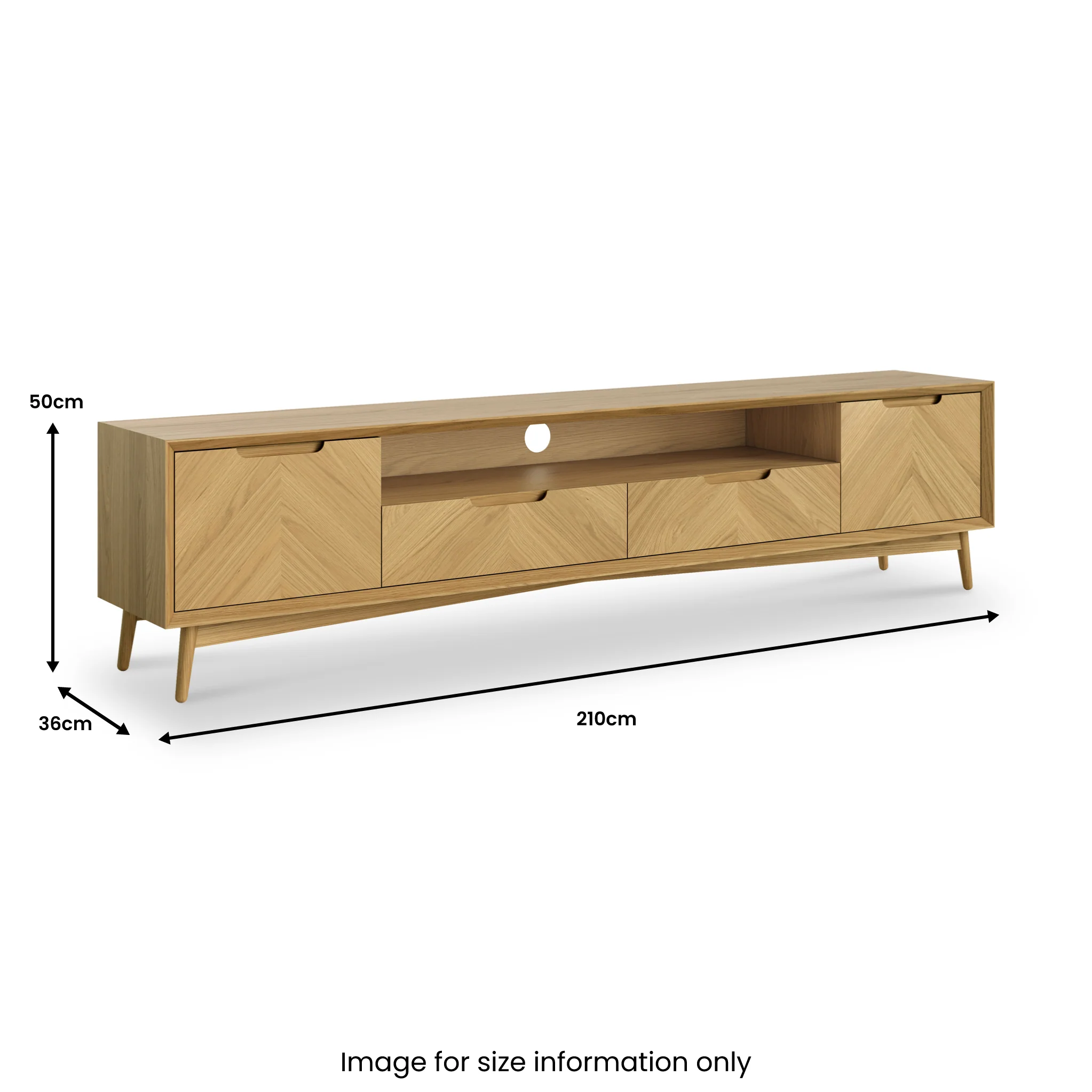 Flintham Oak 210cm Wide TV Unit - Image 4