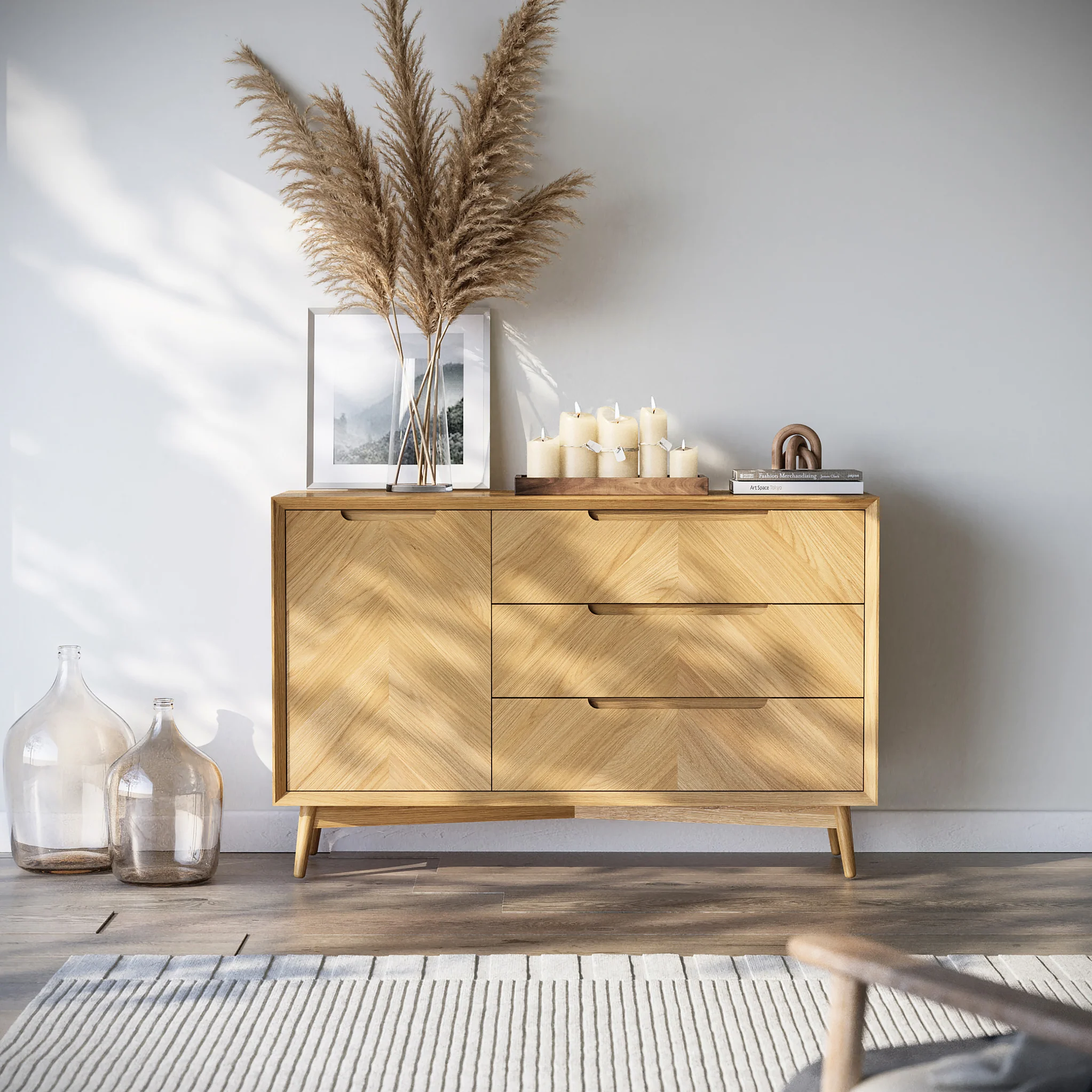 Flintham Oak Small Sideboard - Image 2