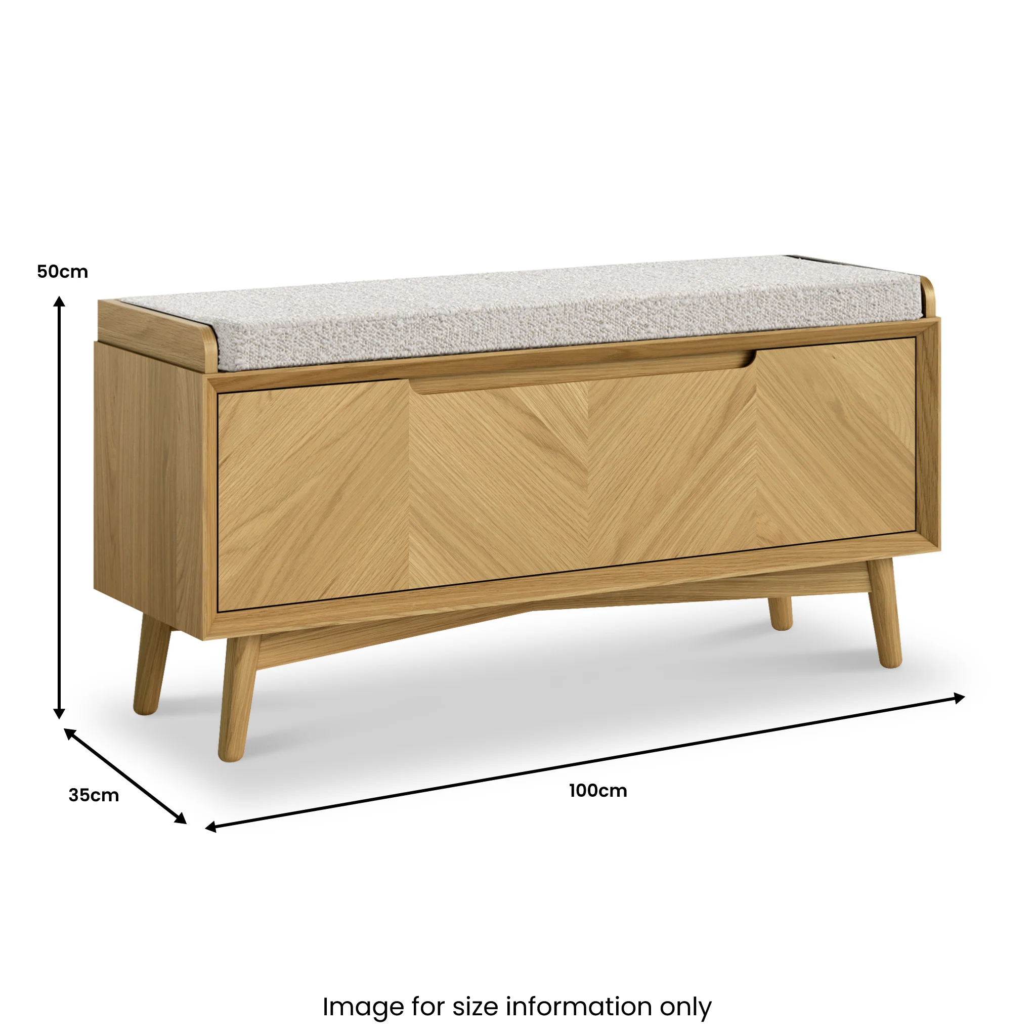 Flintham Oak Storage Bench - Image 3