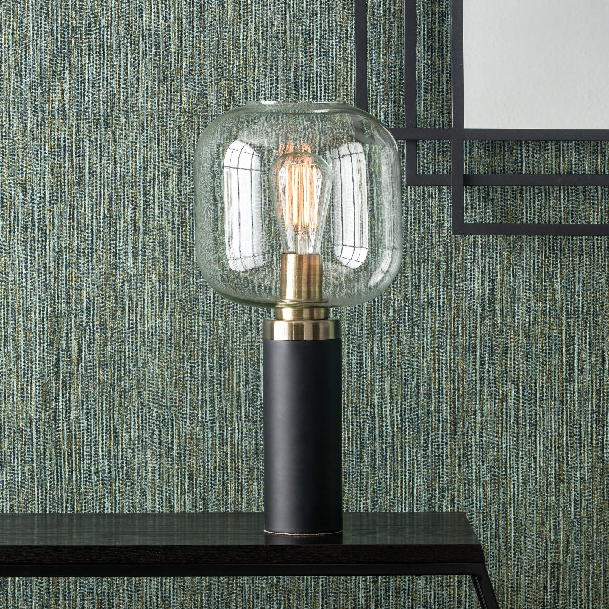 Florence Black Metal & Glass Table Lamp - Image 2