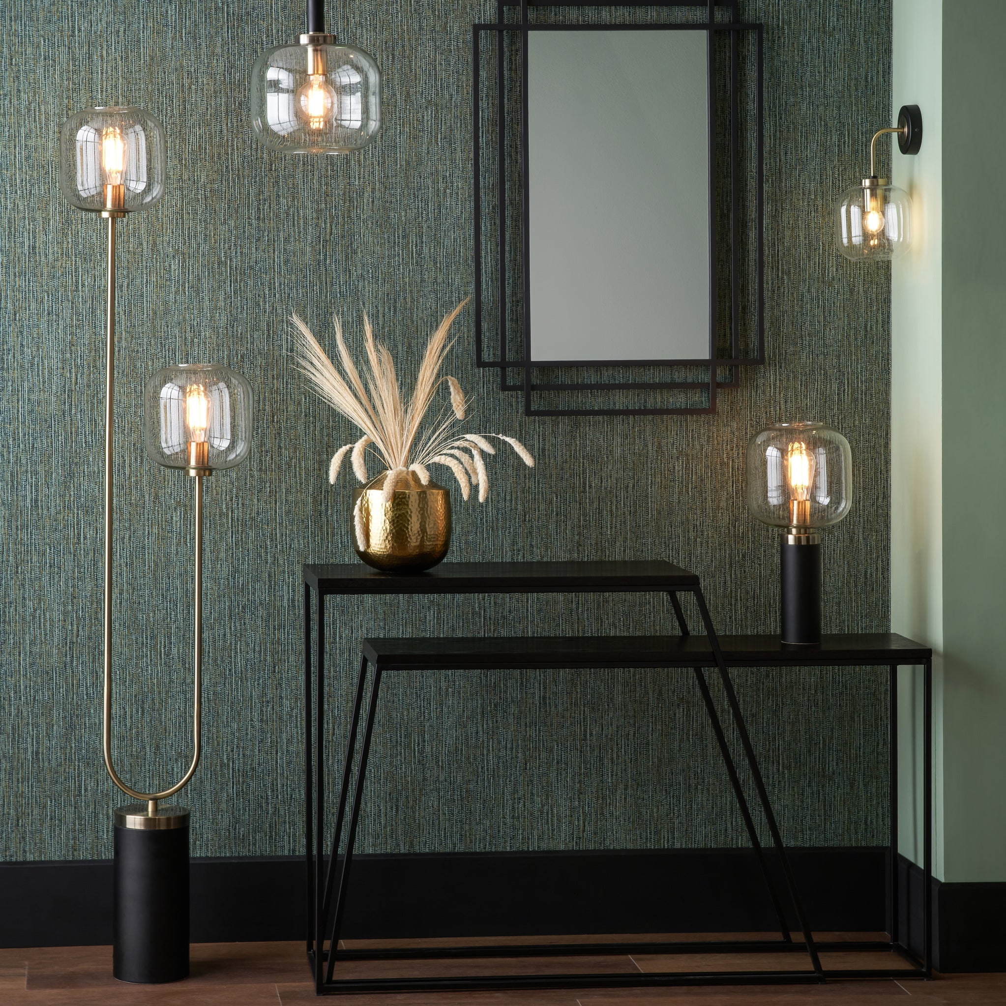 Florence Black Metal & Glass Table Lamp - Image 6