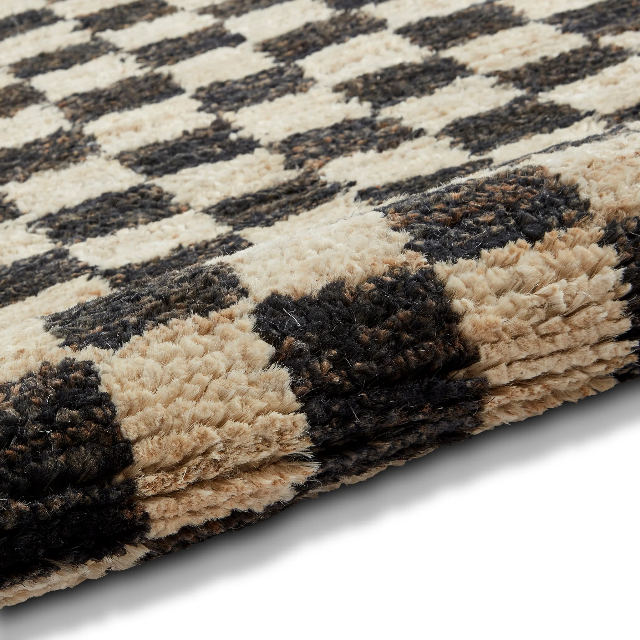 Franklin Natural Hemp Black/Ivory Chequered Rug - Image 4