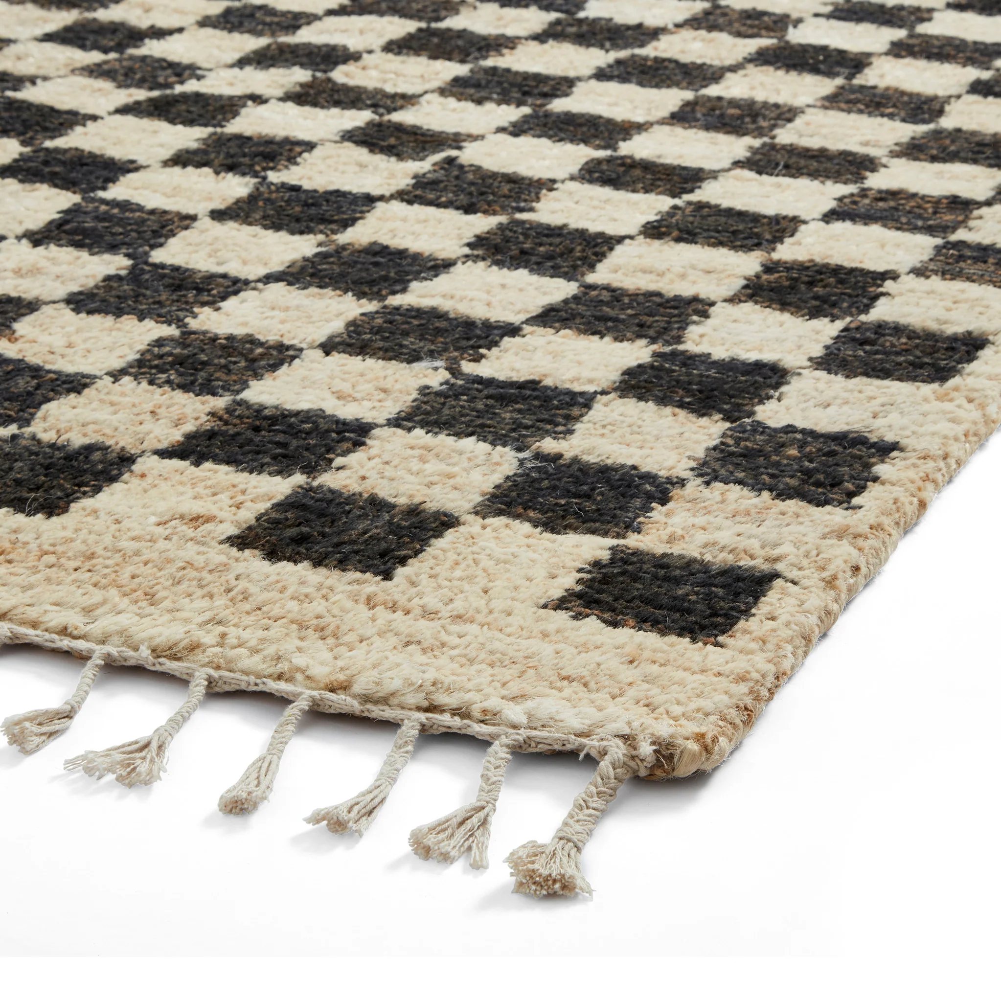 Franklin Natural Hemp Black/Ivory Chequered Rug - Image 5