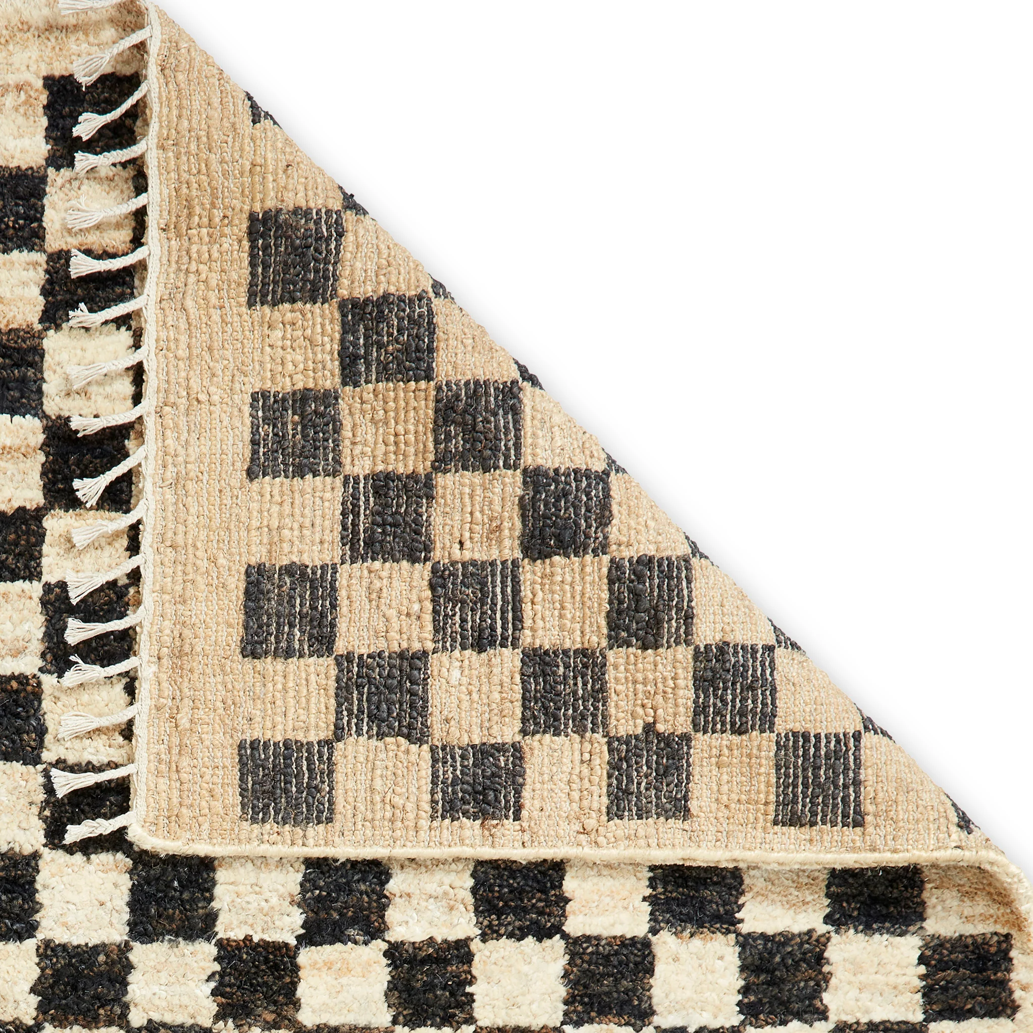 Franklin Natural Hemp Black/Ivory Chequered Rug - Image 8