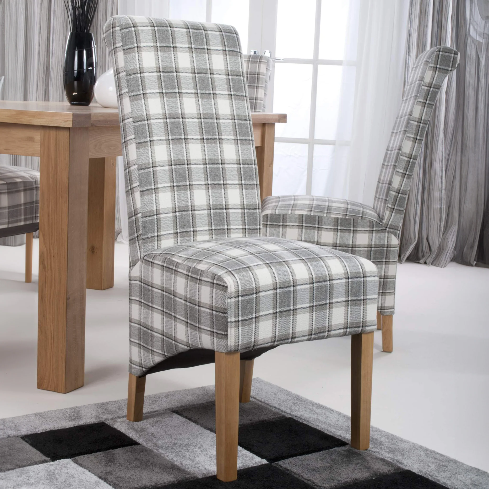 Genna Checked Herringbone Dining Chair - Image 2