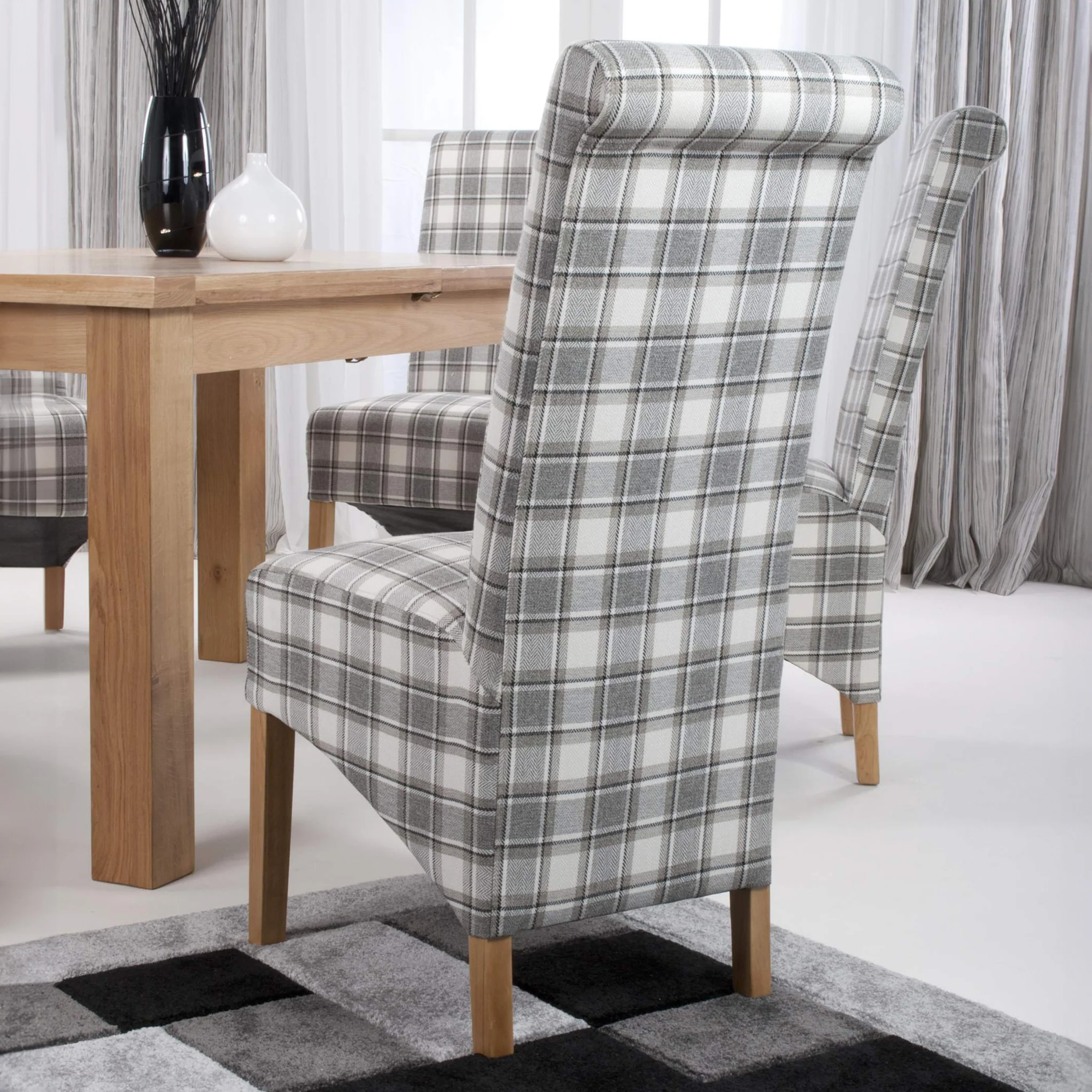 Genna Checked Herringbone Dining Chair - Image 3