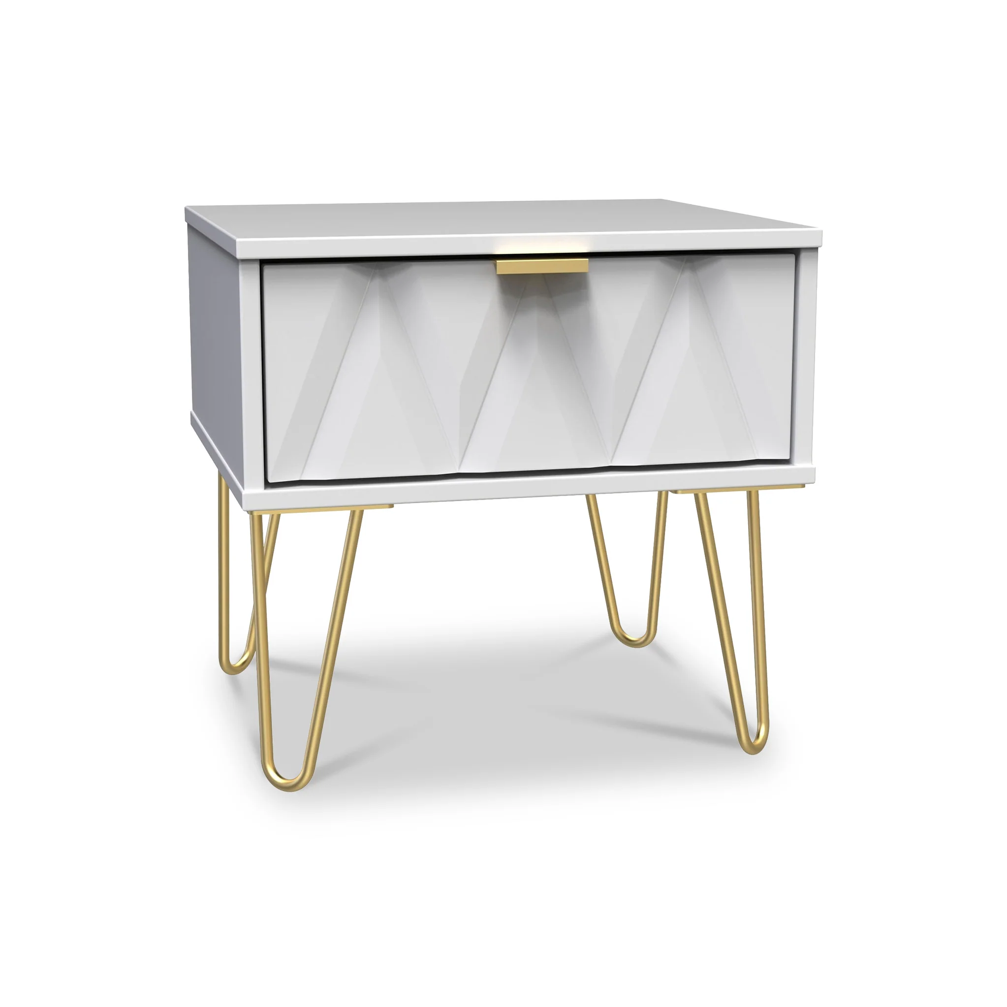 Geo 1 Drawer Bedside Table with Gold Hairpin Legs - Image 10