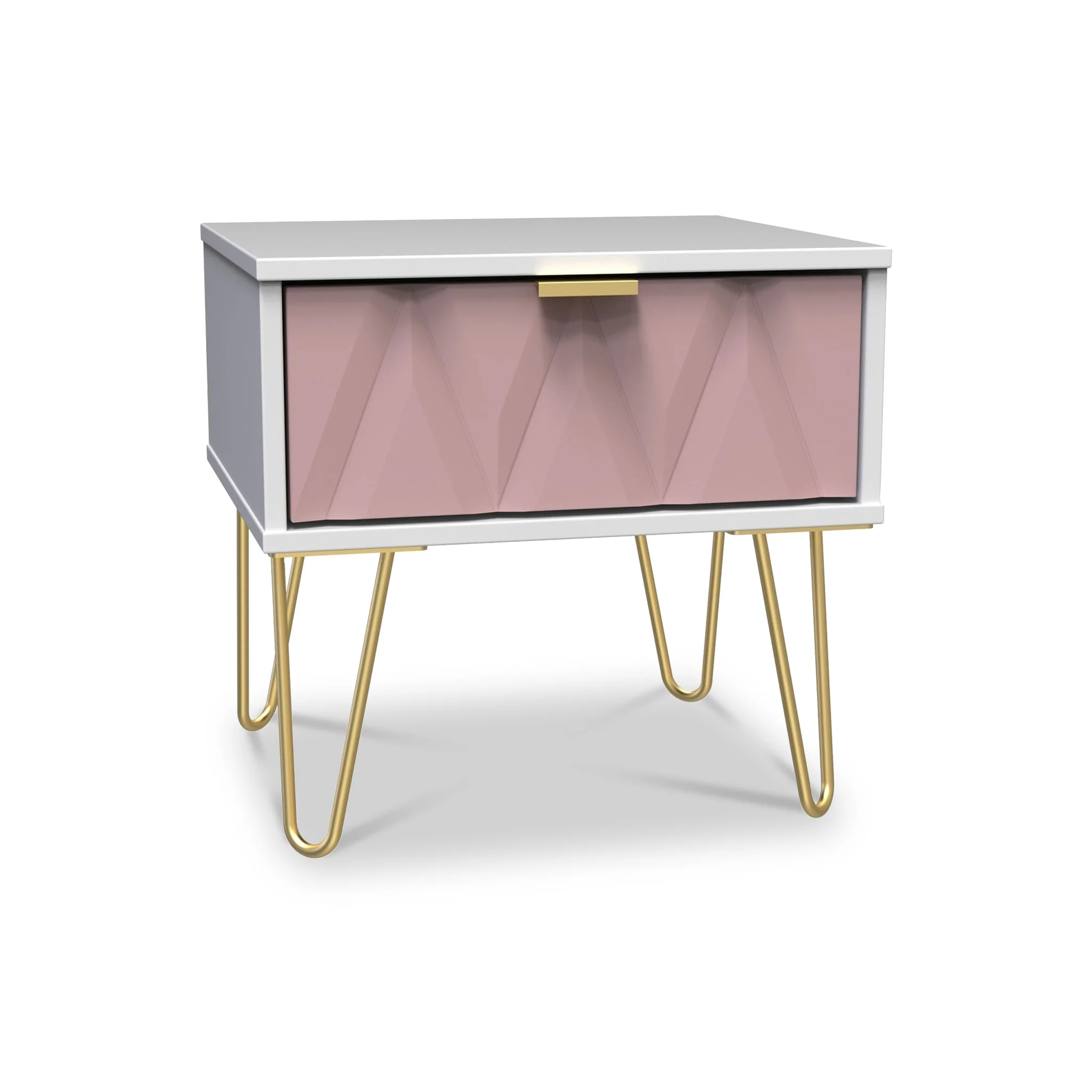 Geo 1 Drawer Bedside Table with Gold Hairpin Legs - Image 13