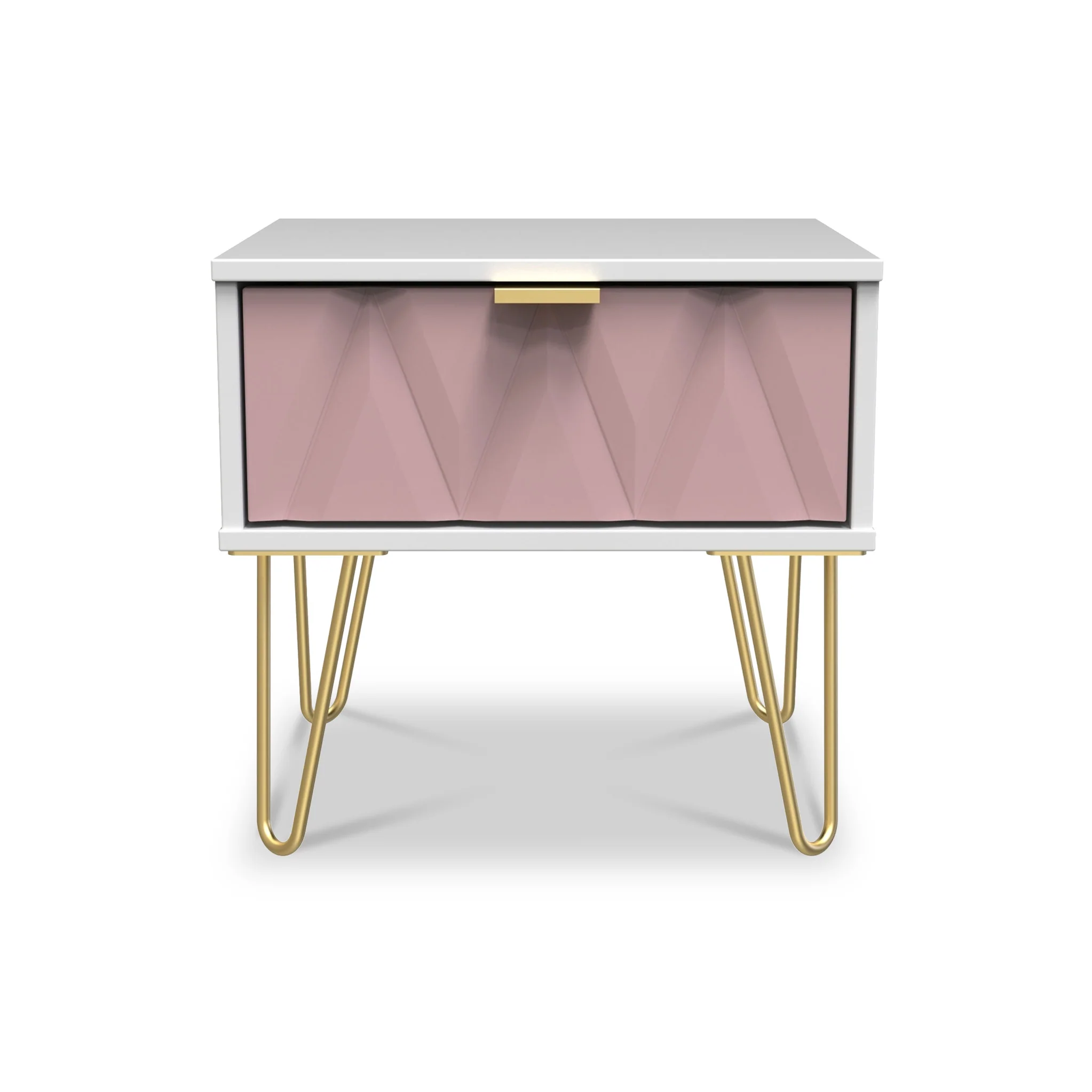 Geo 1 Drawer Bedside Table with Gold Hairpin Legs - Image 14