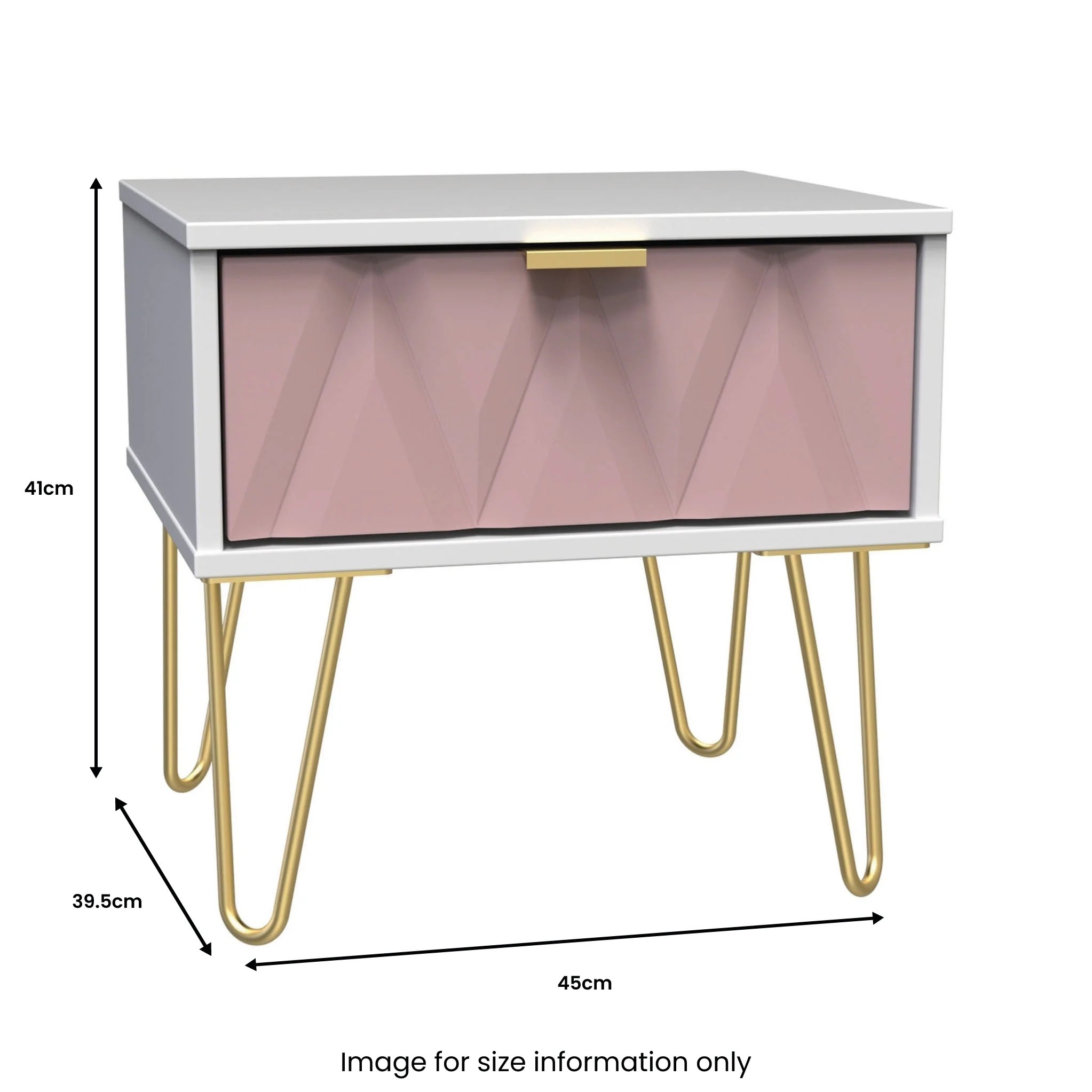 Geo 1 Drawer Bedside Table with Gold Hairpin Legs - Image 18