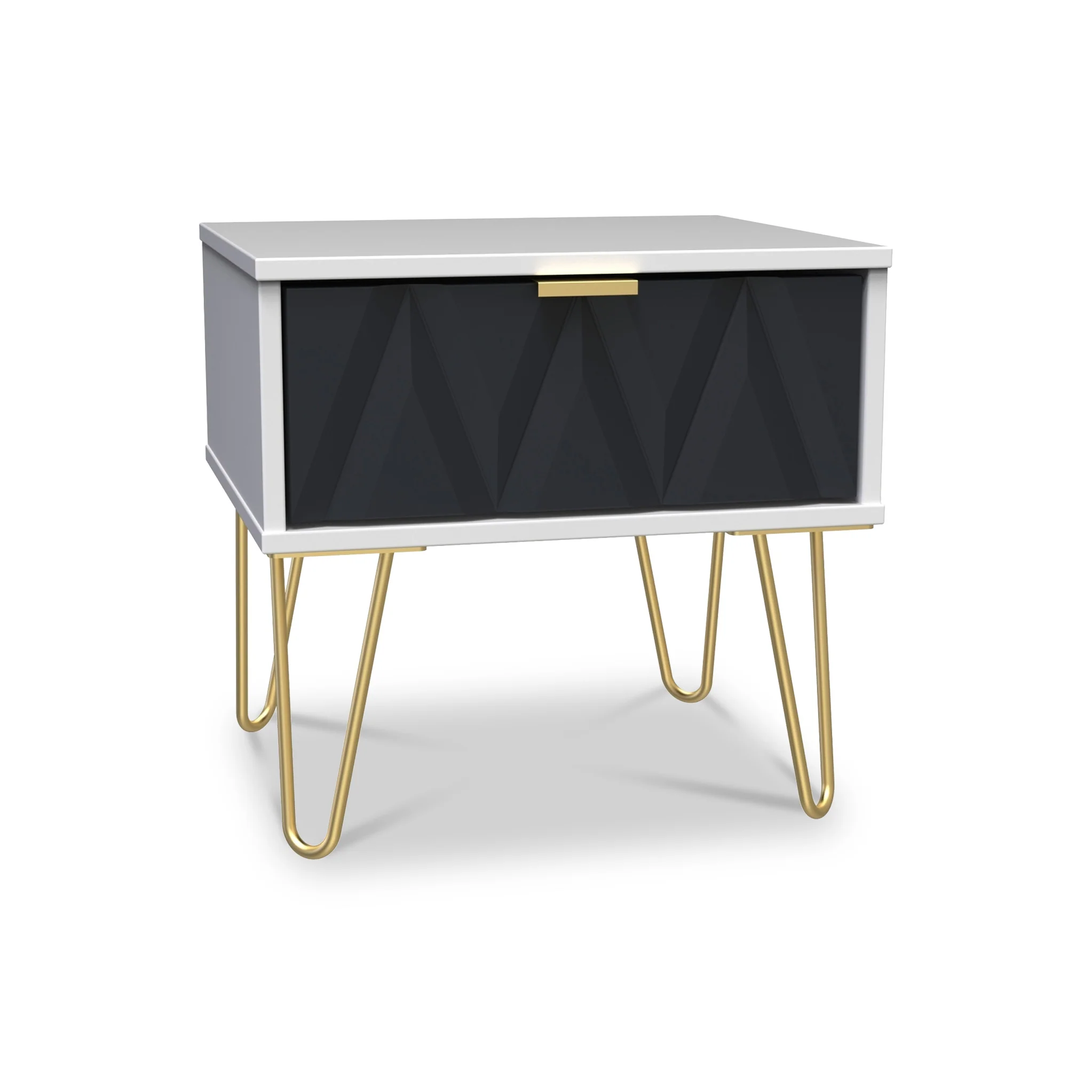 Geo 1 Drawer Bedside Table with Gold Hairpin Legs - Image 5
